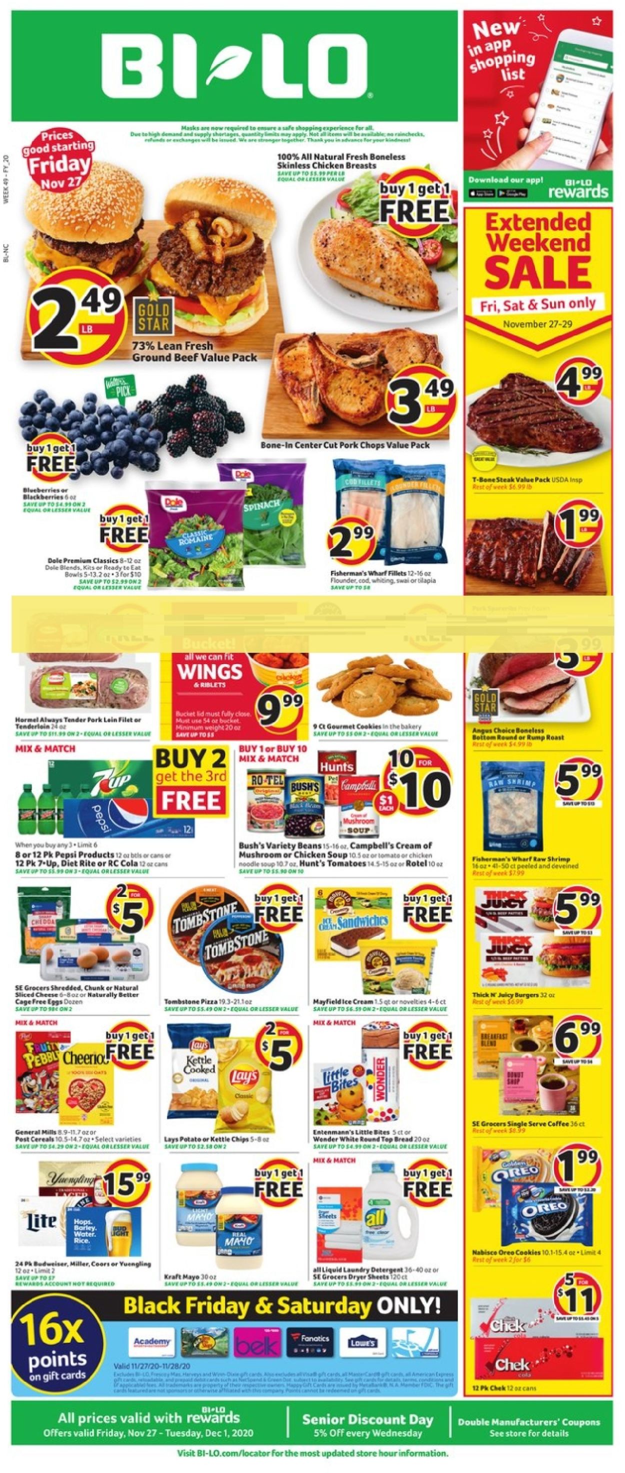 BI-LO Ad from 11/27/2020