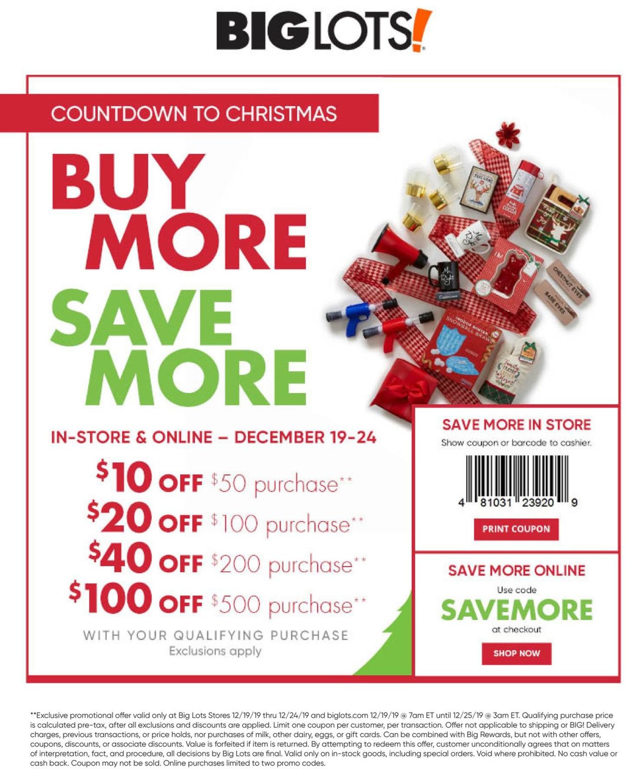 Big Lots Ad from 12/19/2019