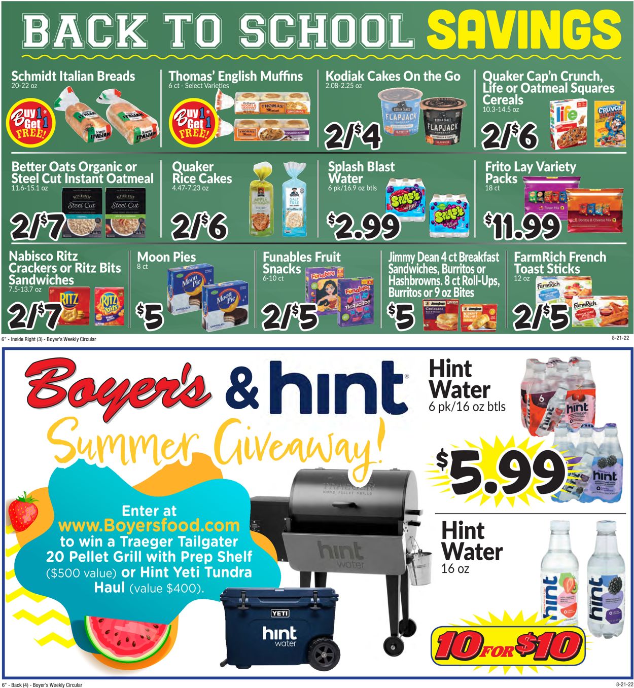 Boyer's Food Markets Ad from 08/21/2022