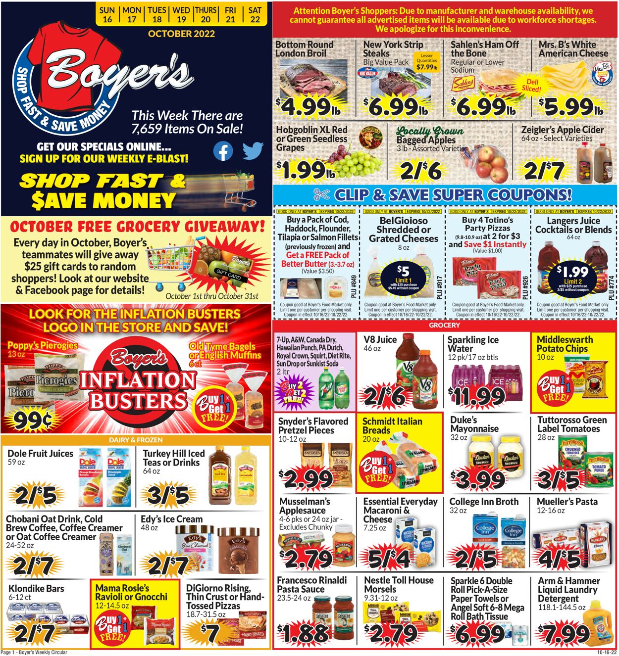 Boyer's Food Markets Ad from 10/16/2022
