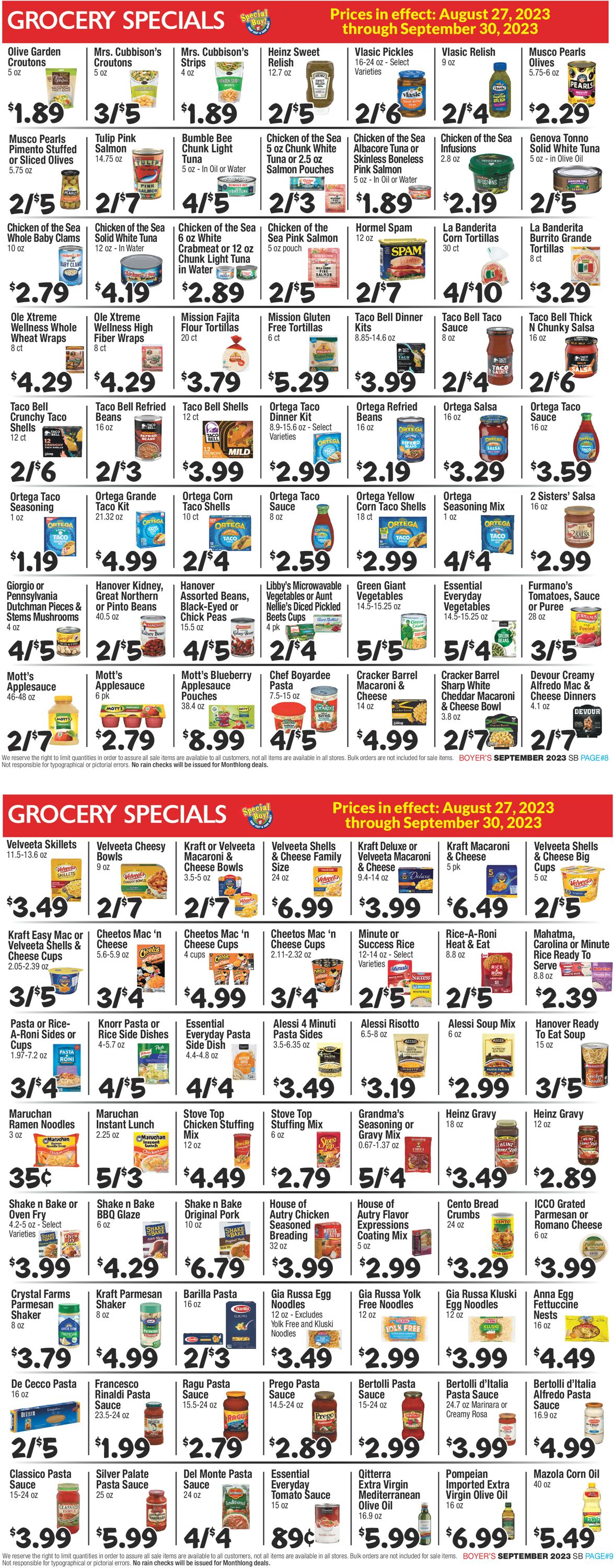 Boyer's Food Markets Ad from 08/27/2023