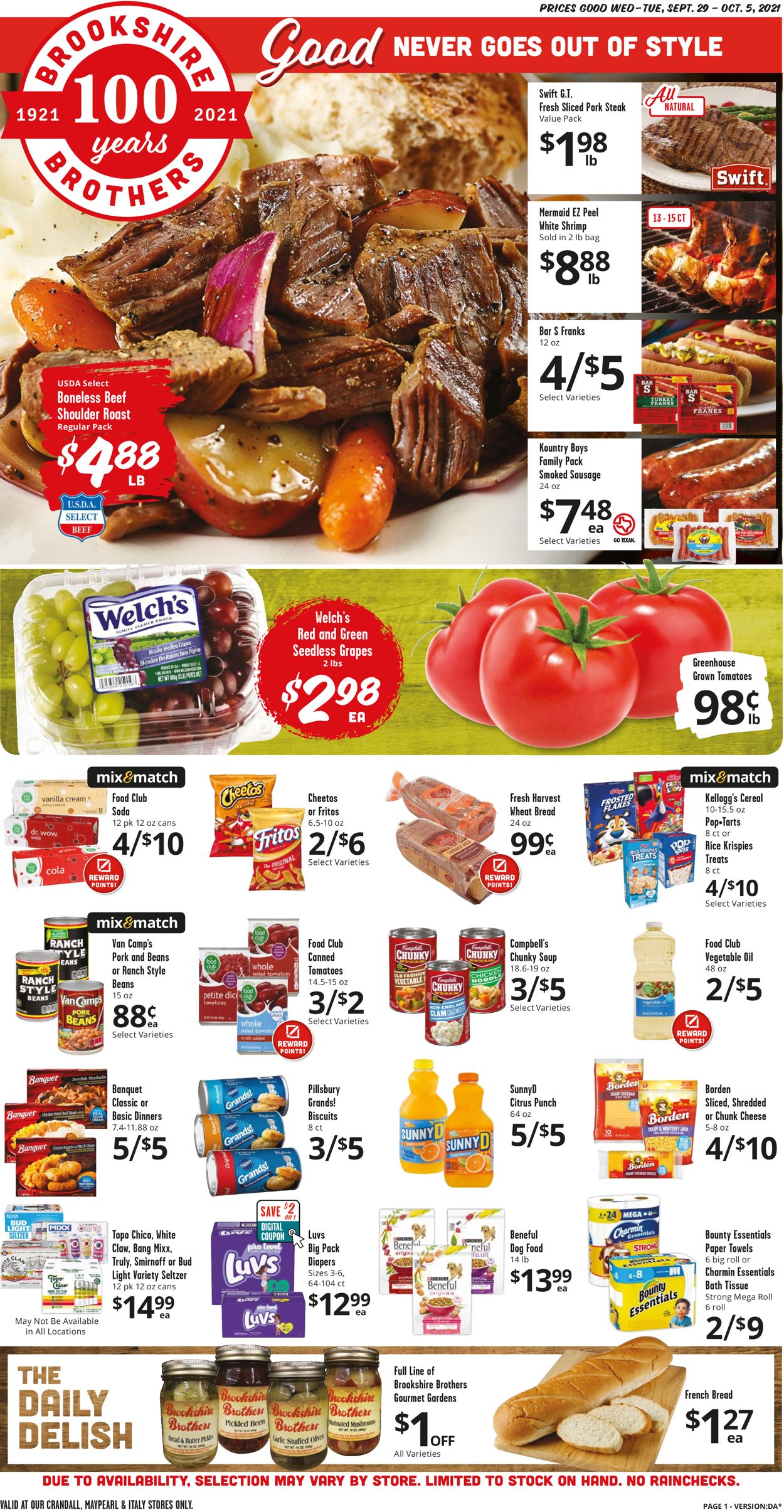Brookshire Brothers Ad from 09/29/2021