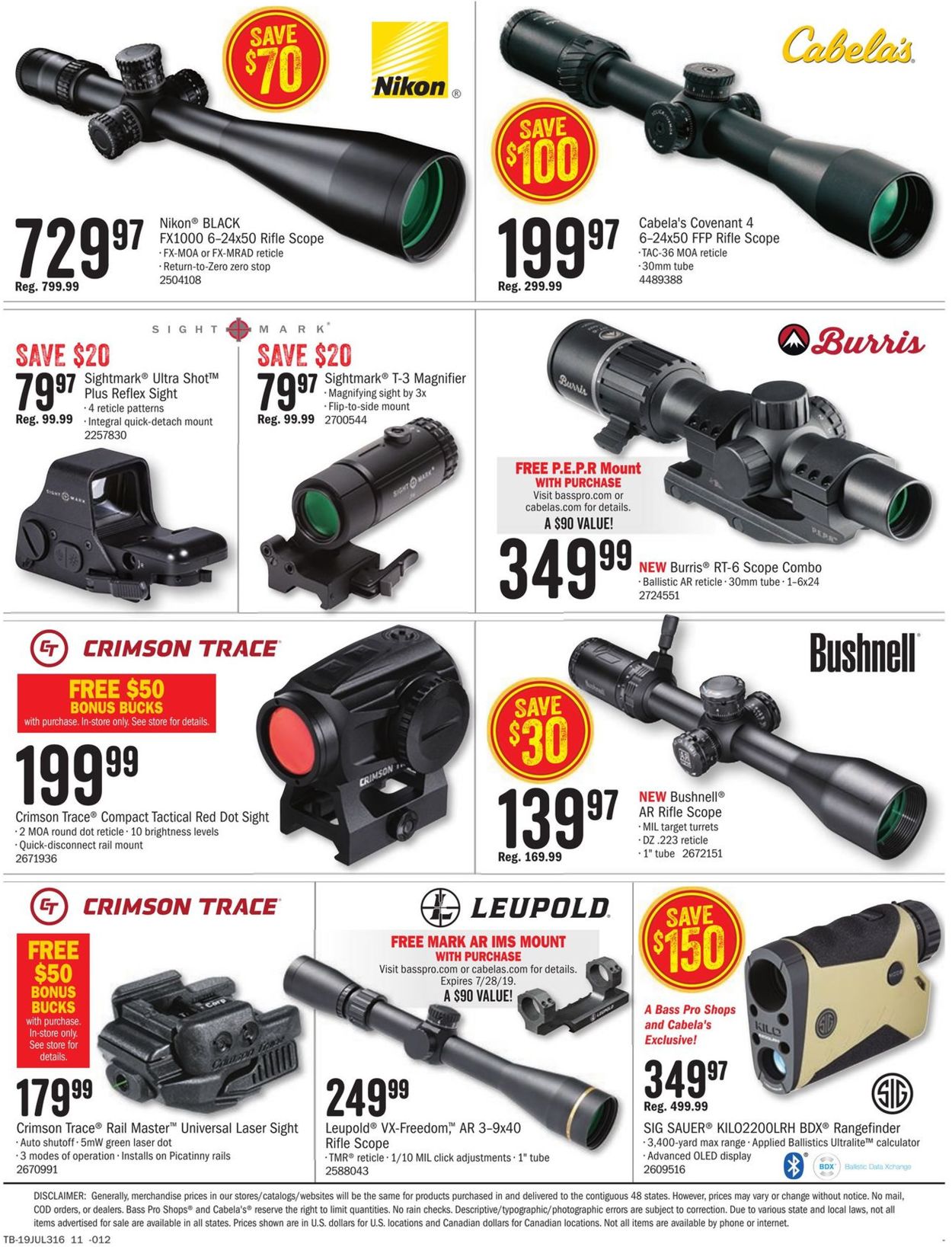 Cabela's Ad from 07/12/2019