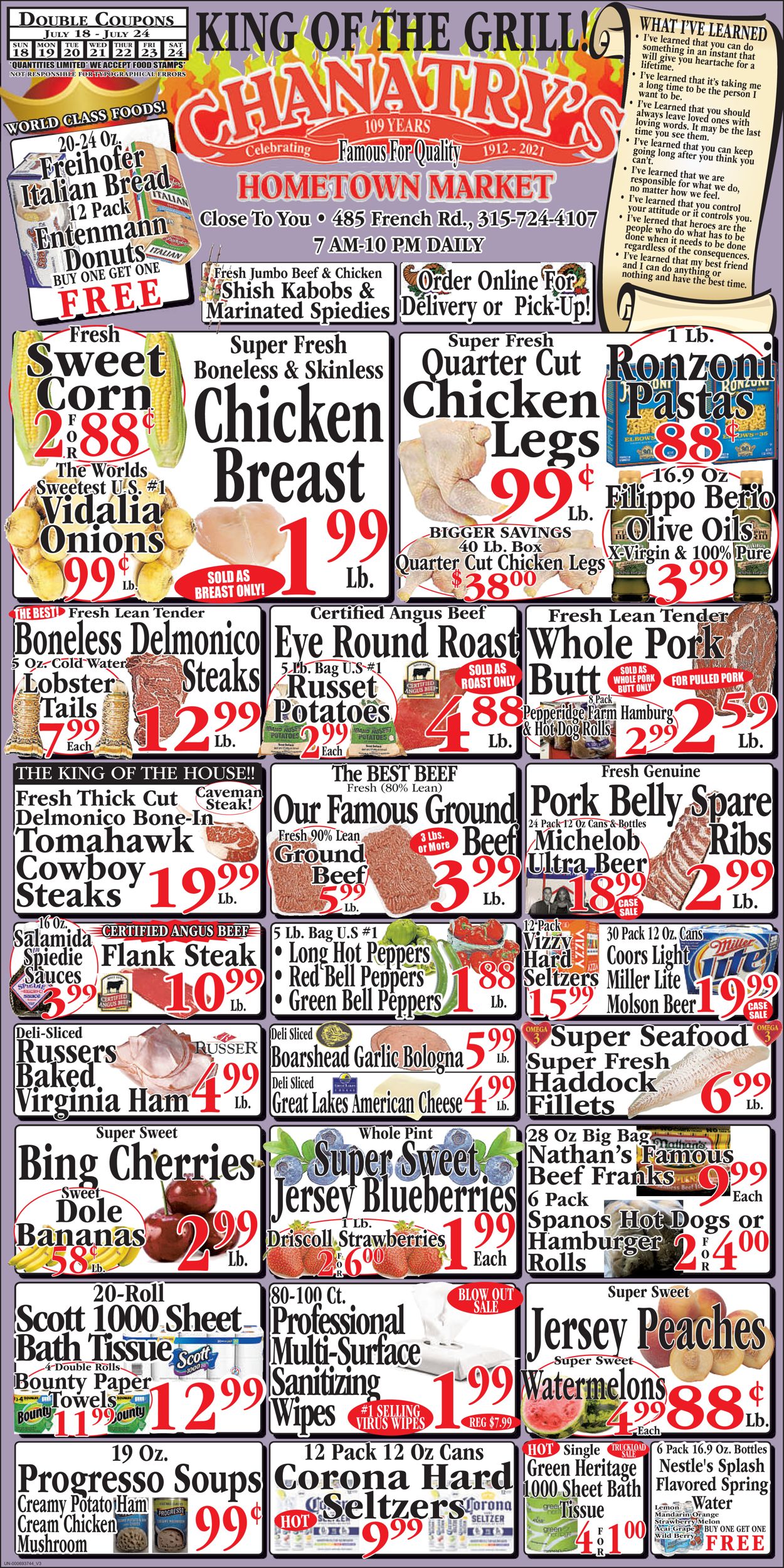 Chanatry's Hometown Market Ad from 07/18/2021