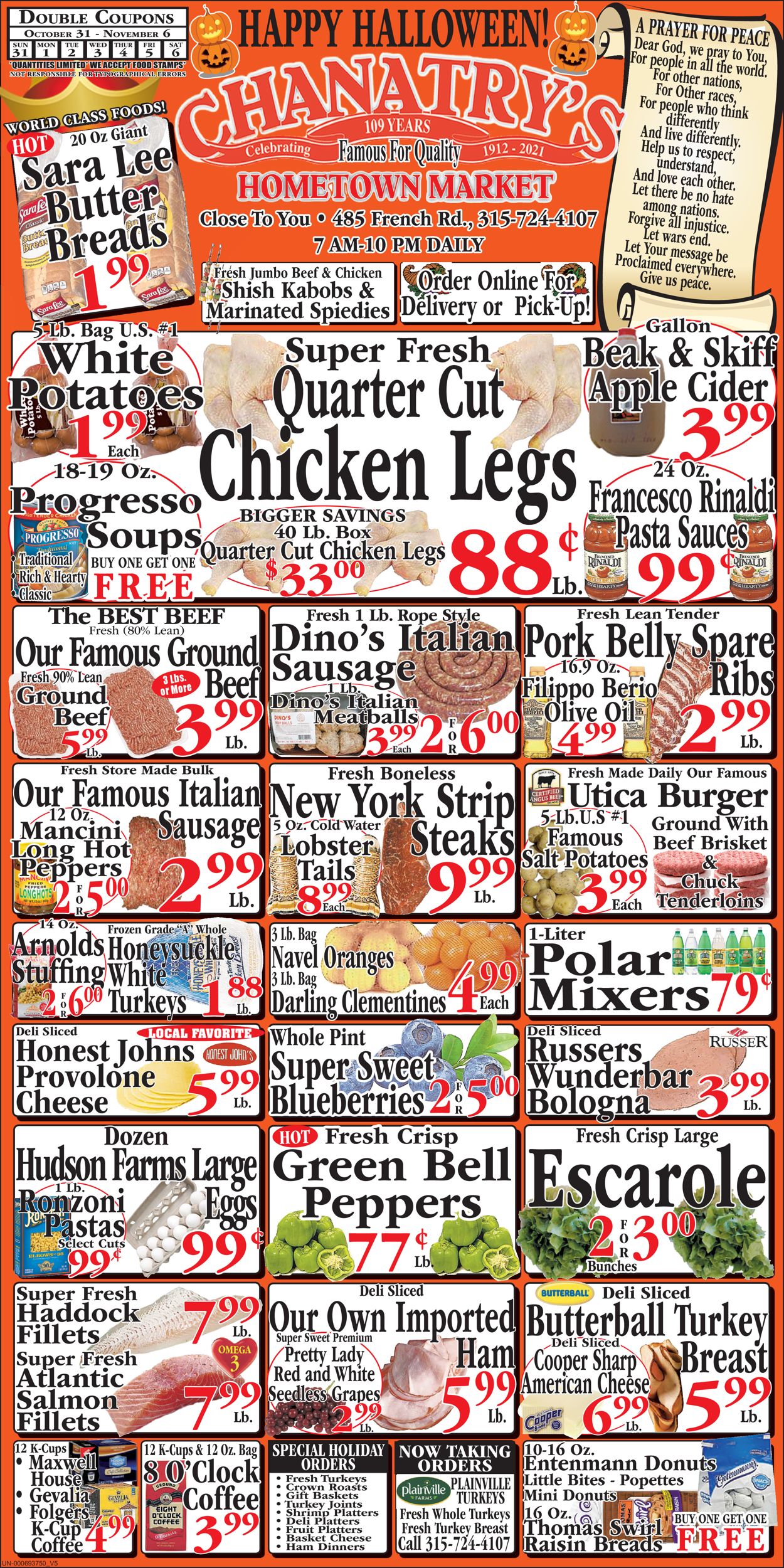 Chanatry's Hometown Market Ad from 10/31/2021