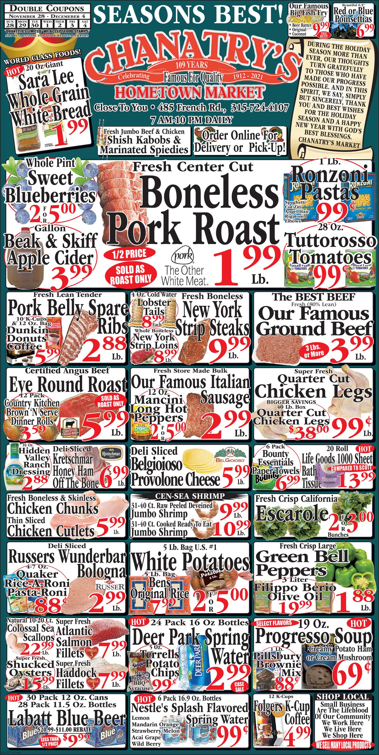 Chanatry's Hometown Market Ad from 11/28/2021
