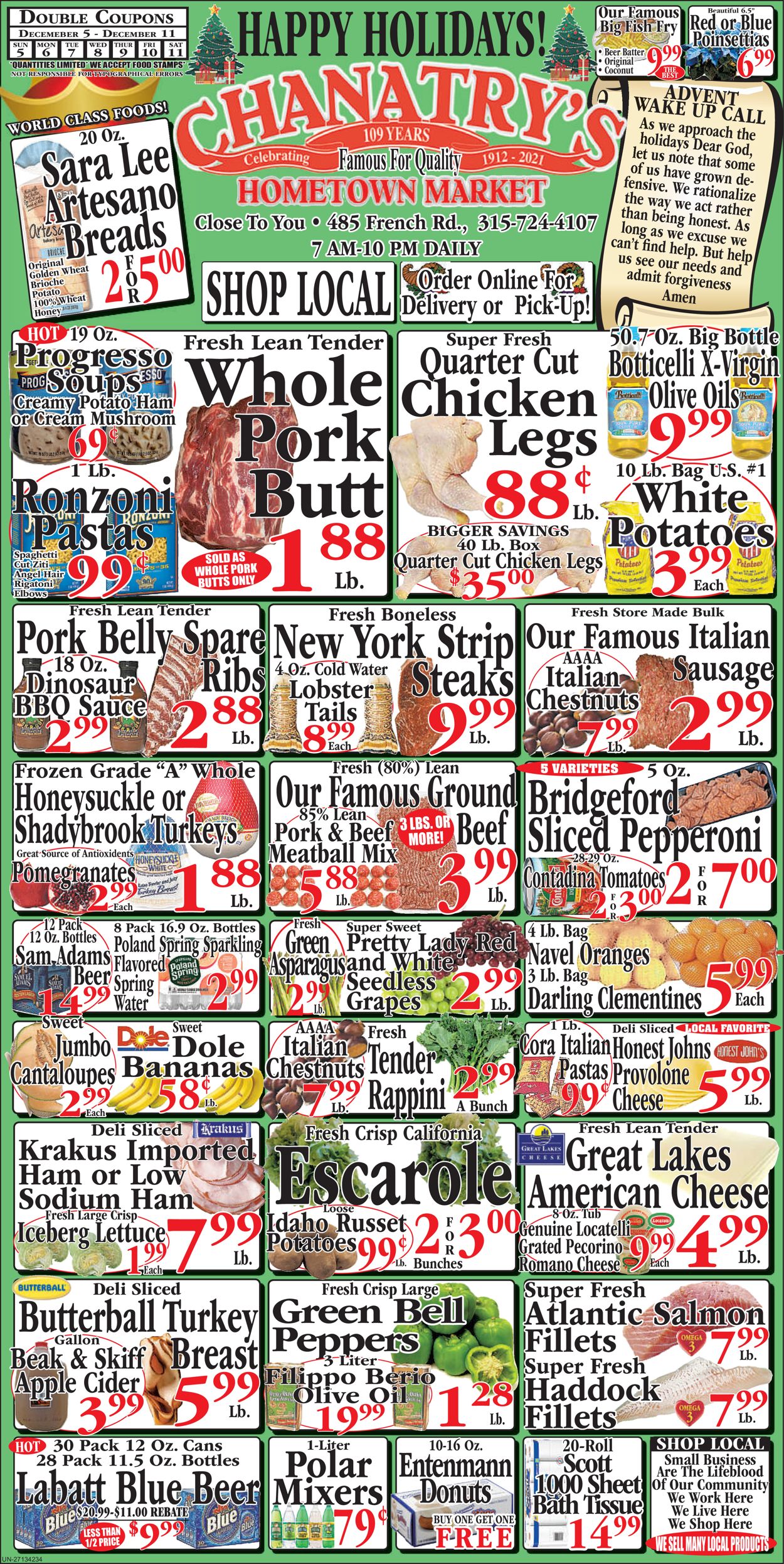 Chanatry's Hometown Market Ad from 12/05/2021