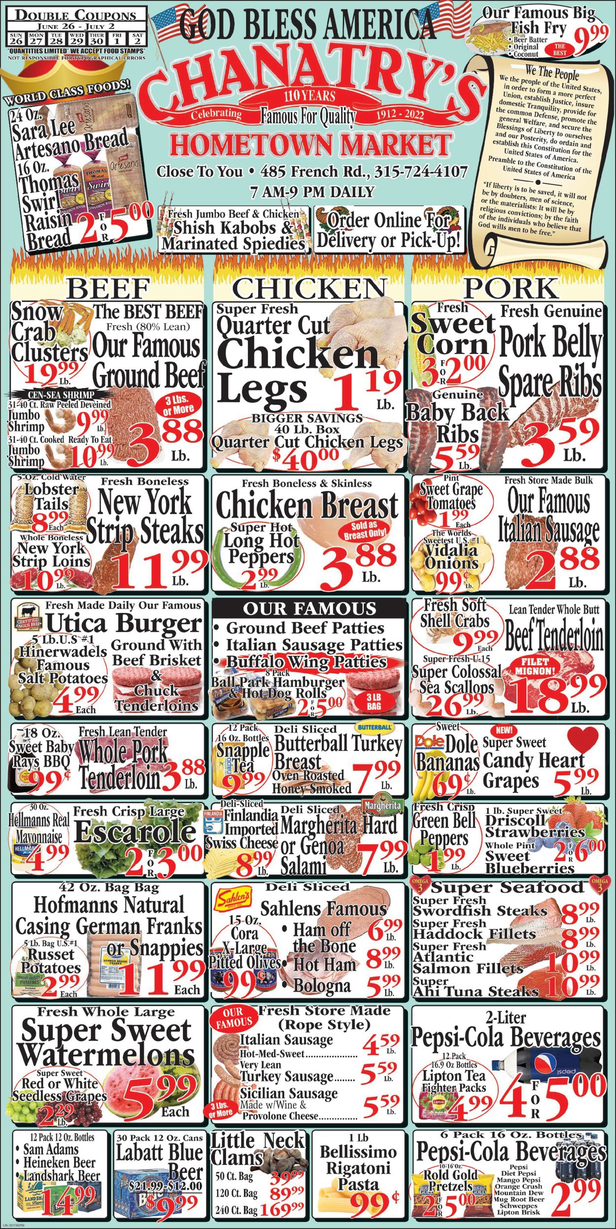 Chanatry's Hometown Market Ad from 06/26/2022