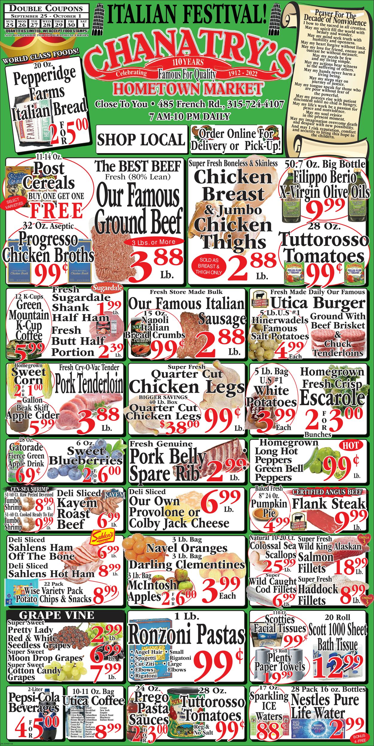Chanatry's Hometown Market Ad from 09/25/2022