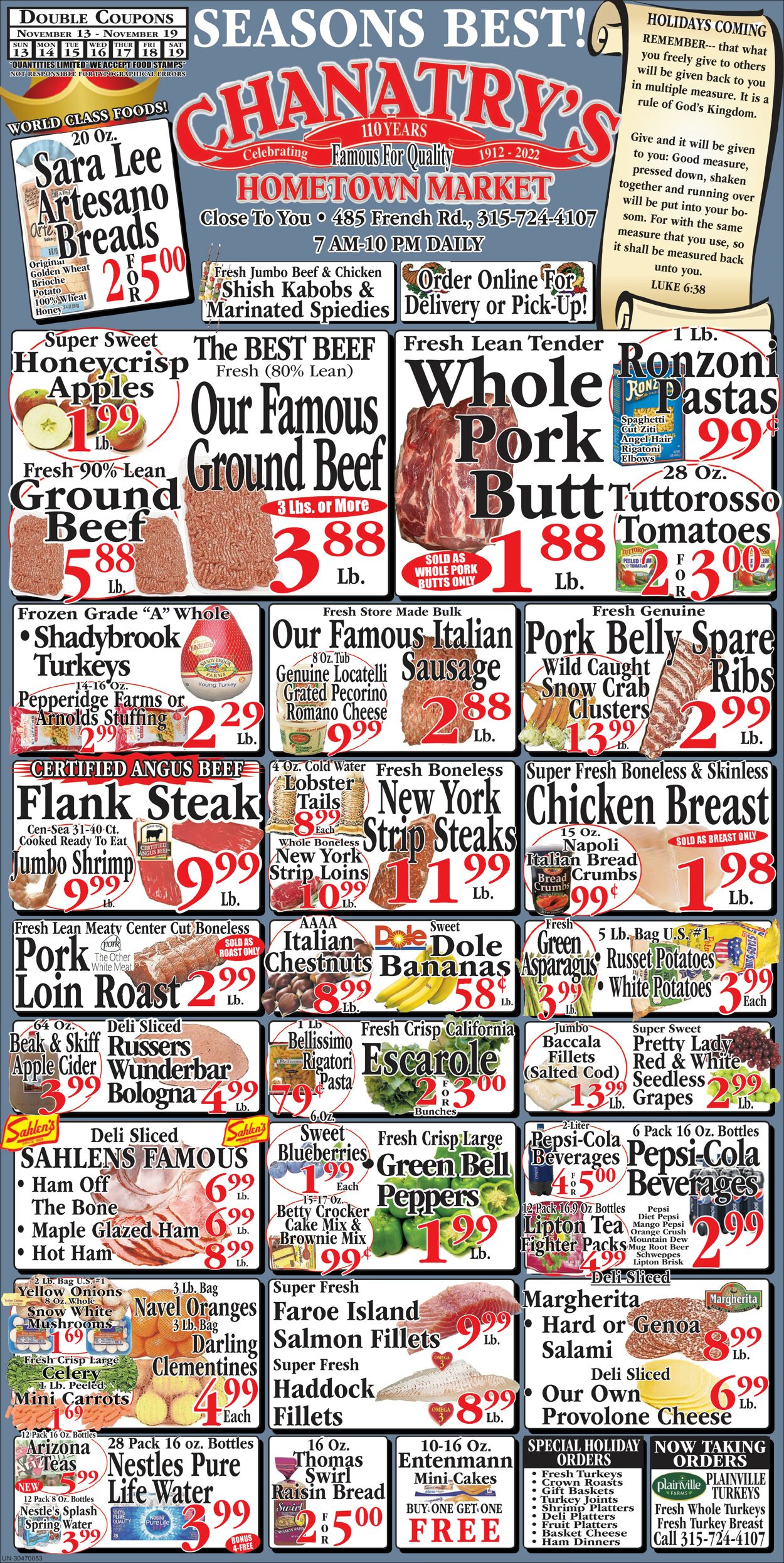 Chanatry's Hometown Market Ad from 11/13/2022