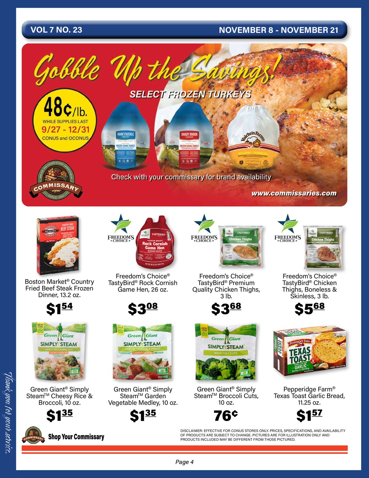 Commissary Ad from 11/08/2021