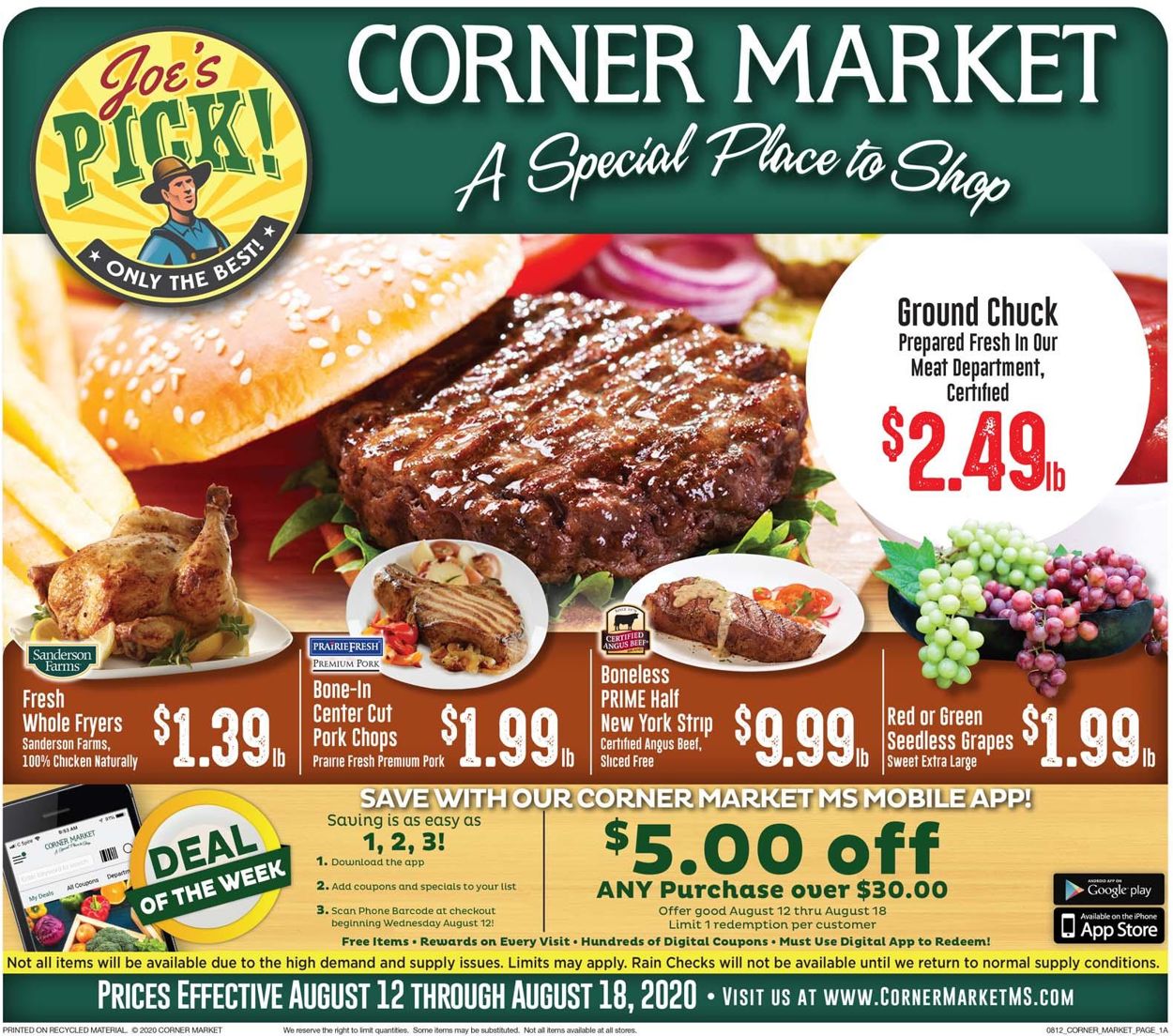 Corner Market Ad from 08/12/2020