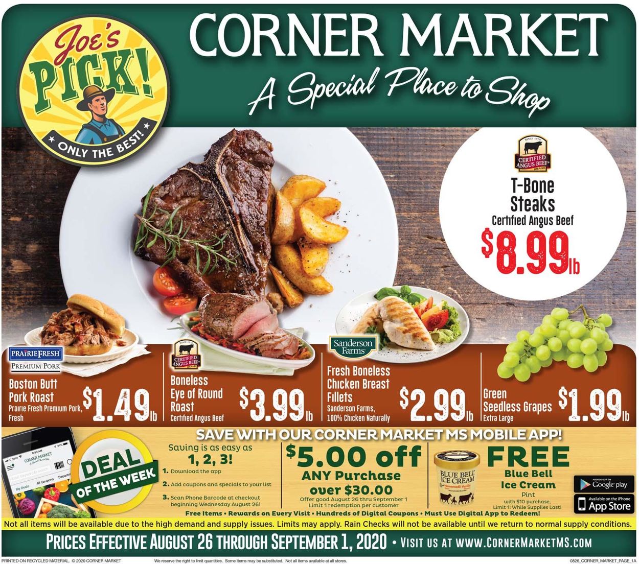 Corner Market Ad from 08/26/2020