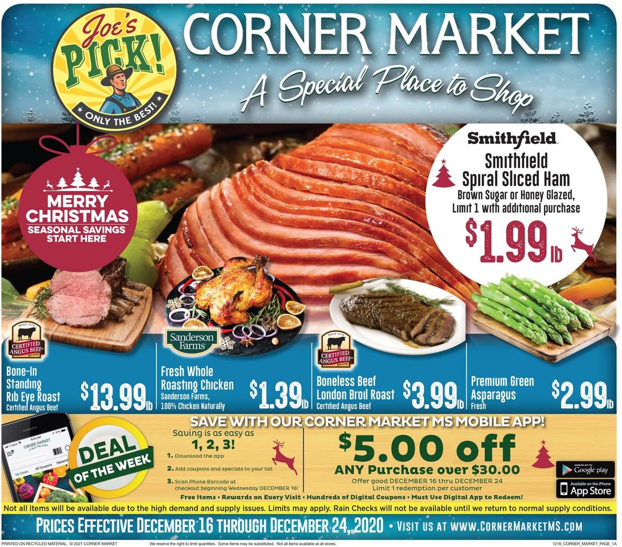 Corner Market Ad from 12/16/2020