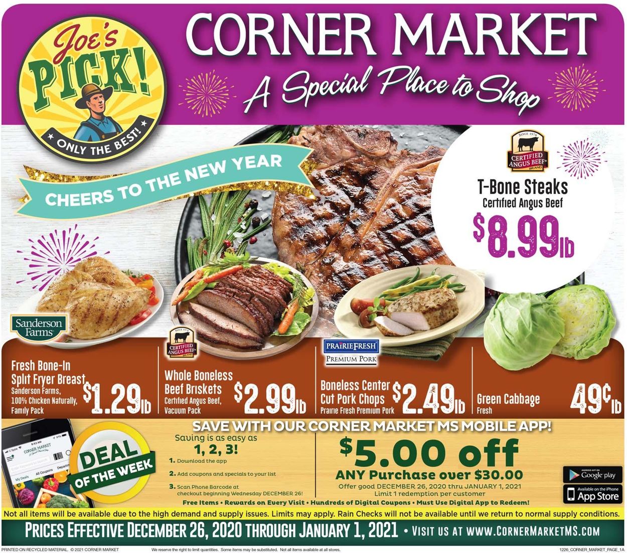 Corner Market Ad from 12/26/2020