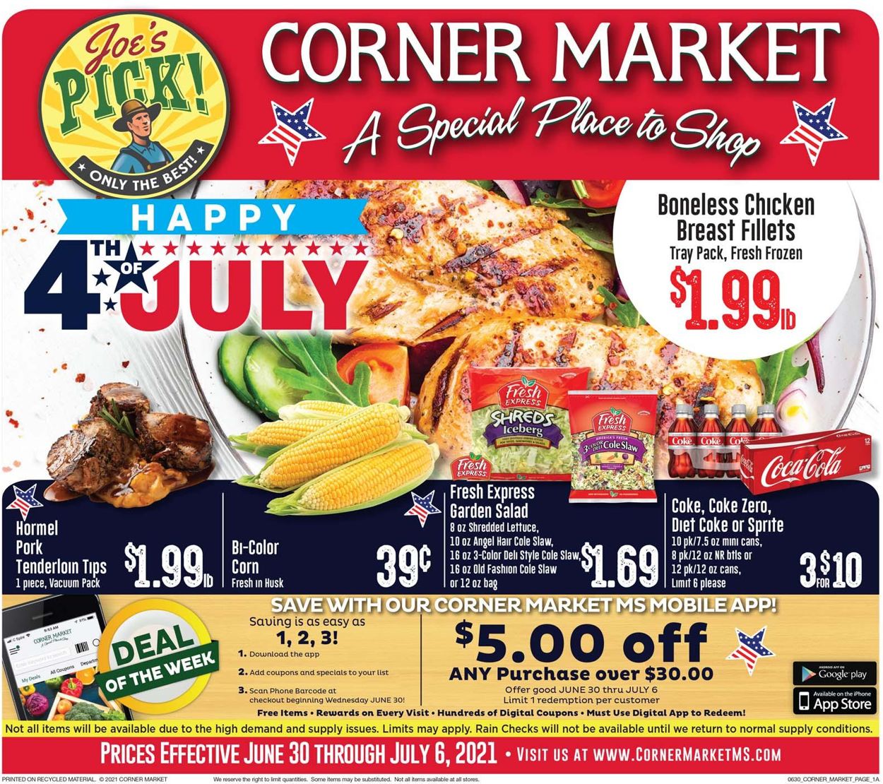 Corner Market Ad from 06/30/2021