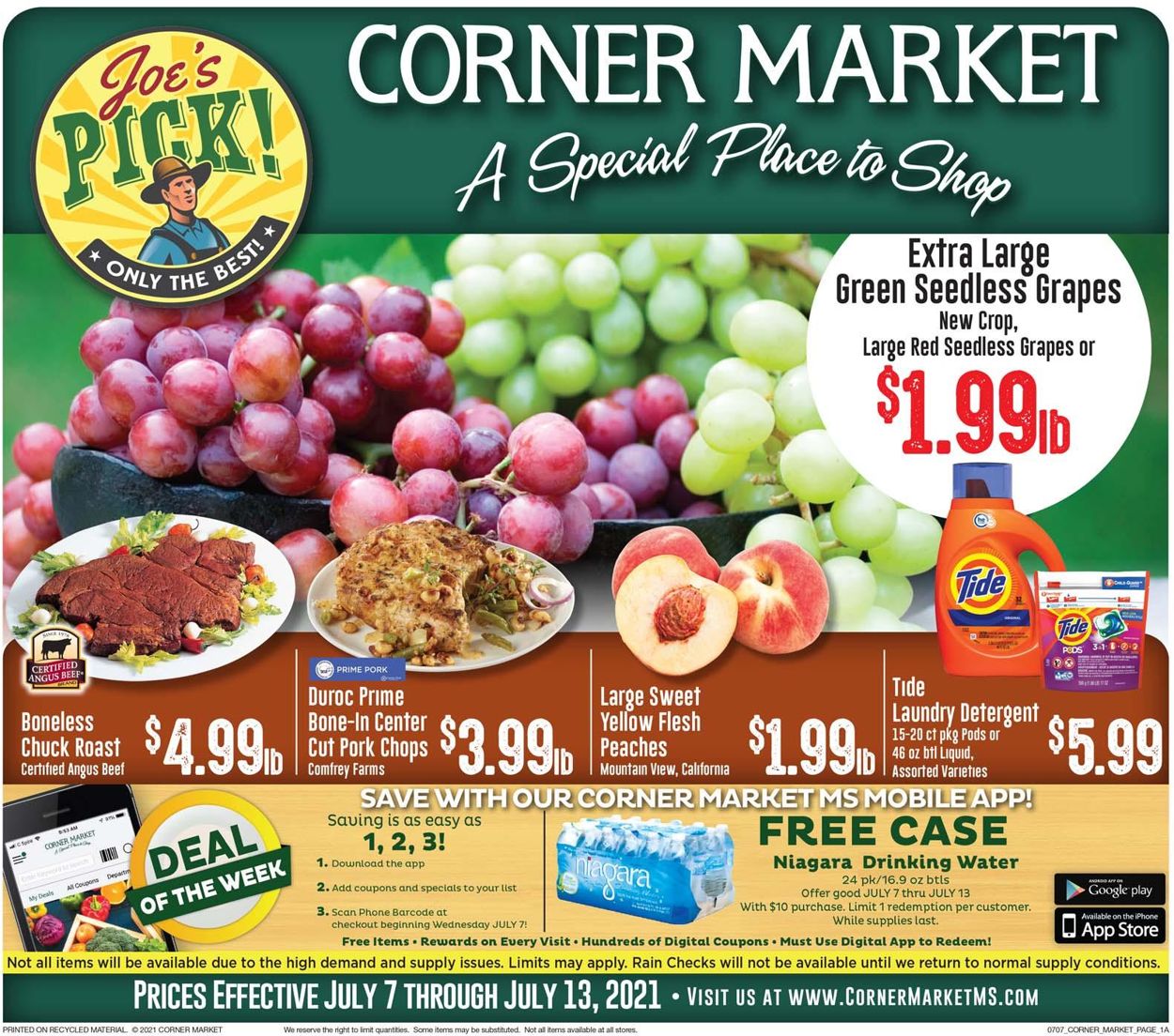 Corner Market Ad from 07/07/2021