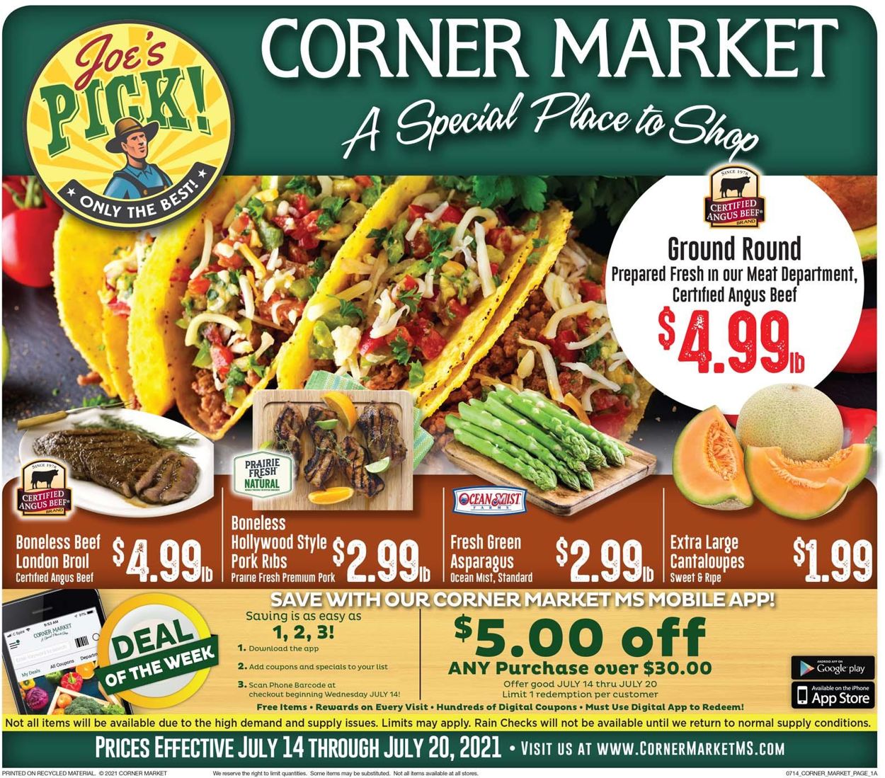 Corner Market Ad from 07/14/2021