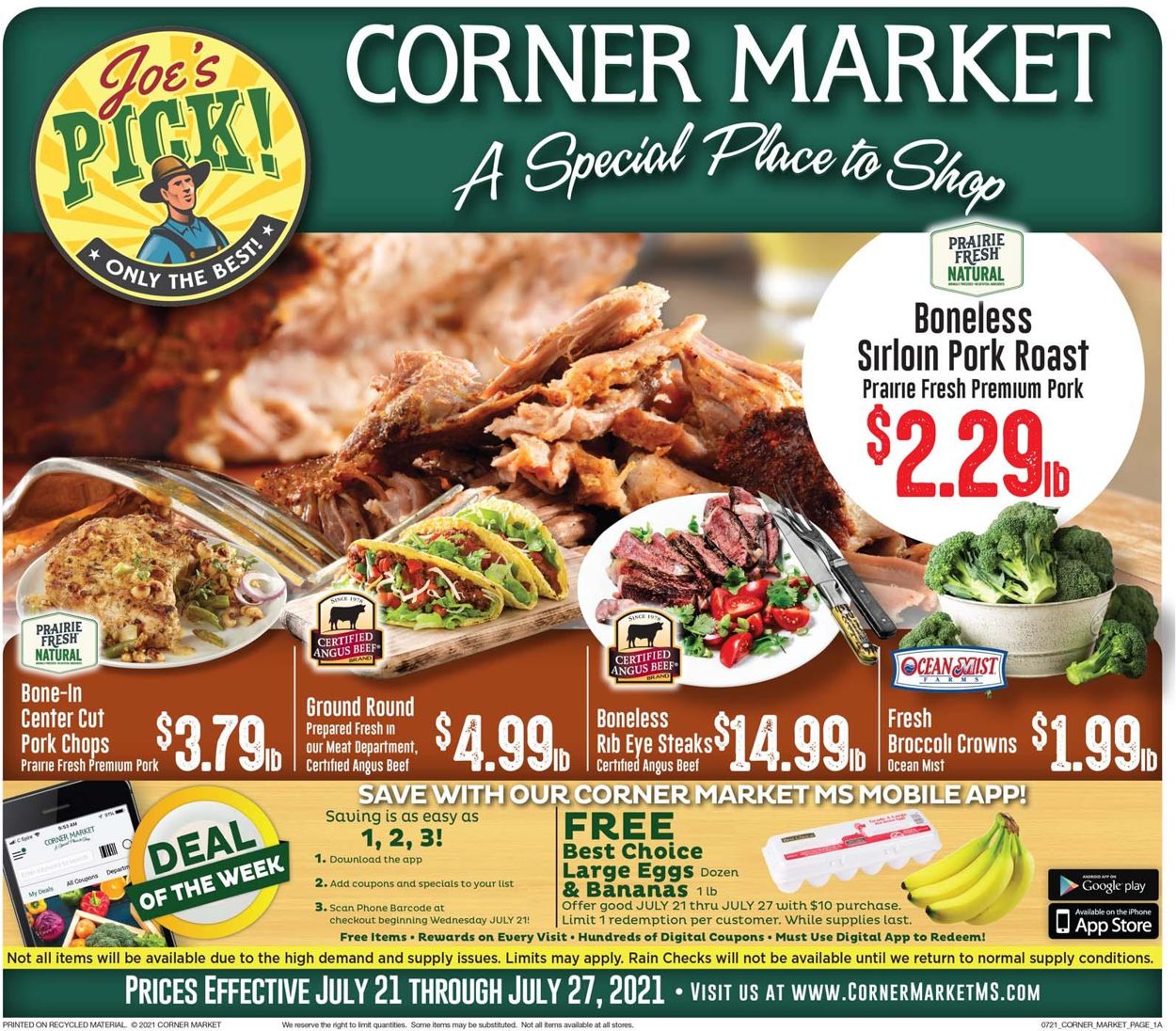 Corner Market Ad from 07/21/2021