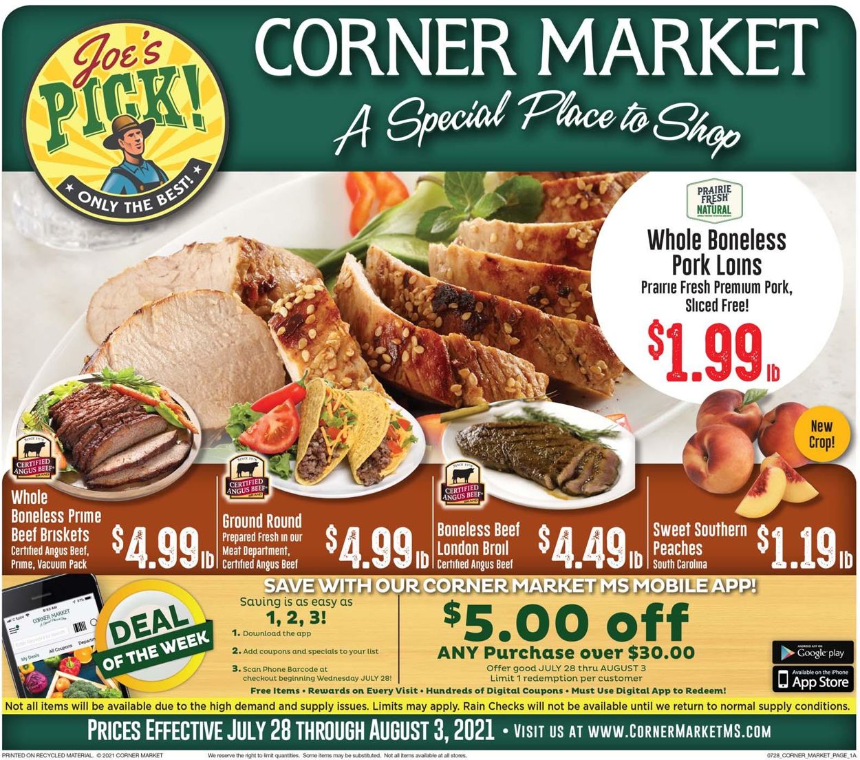 Corner Market Ad from 07/28/2021