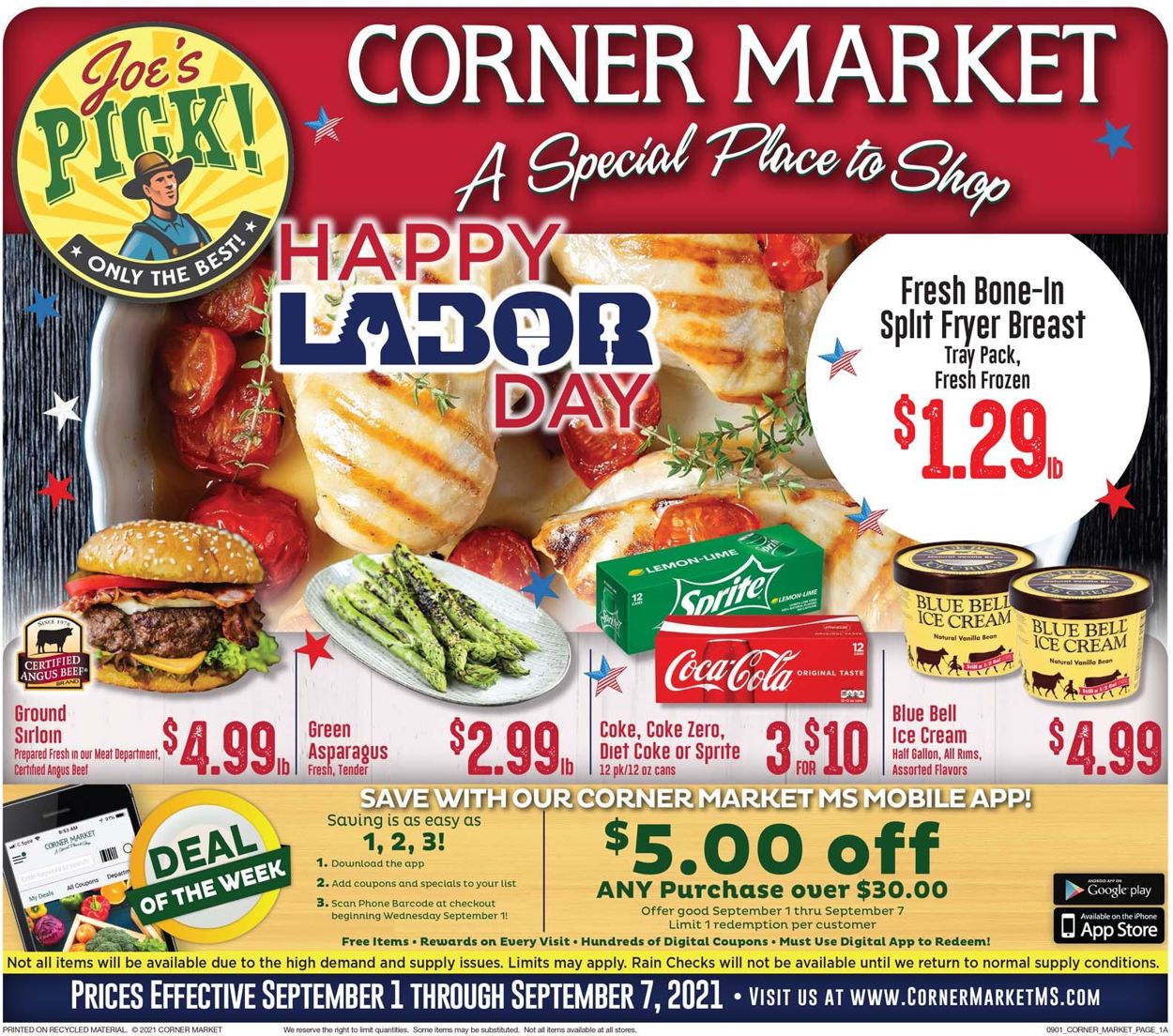 Corner Market Ad from 09/01/2021