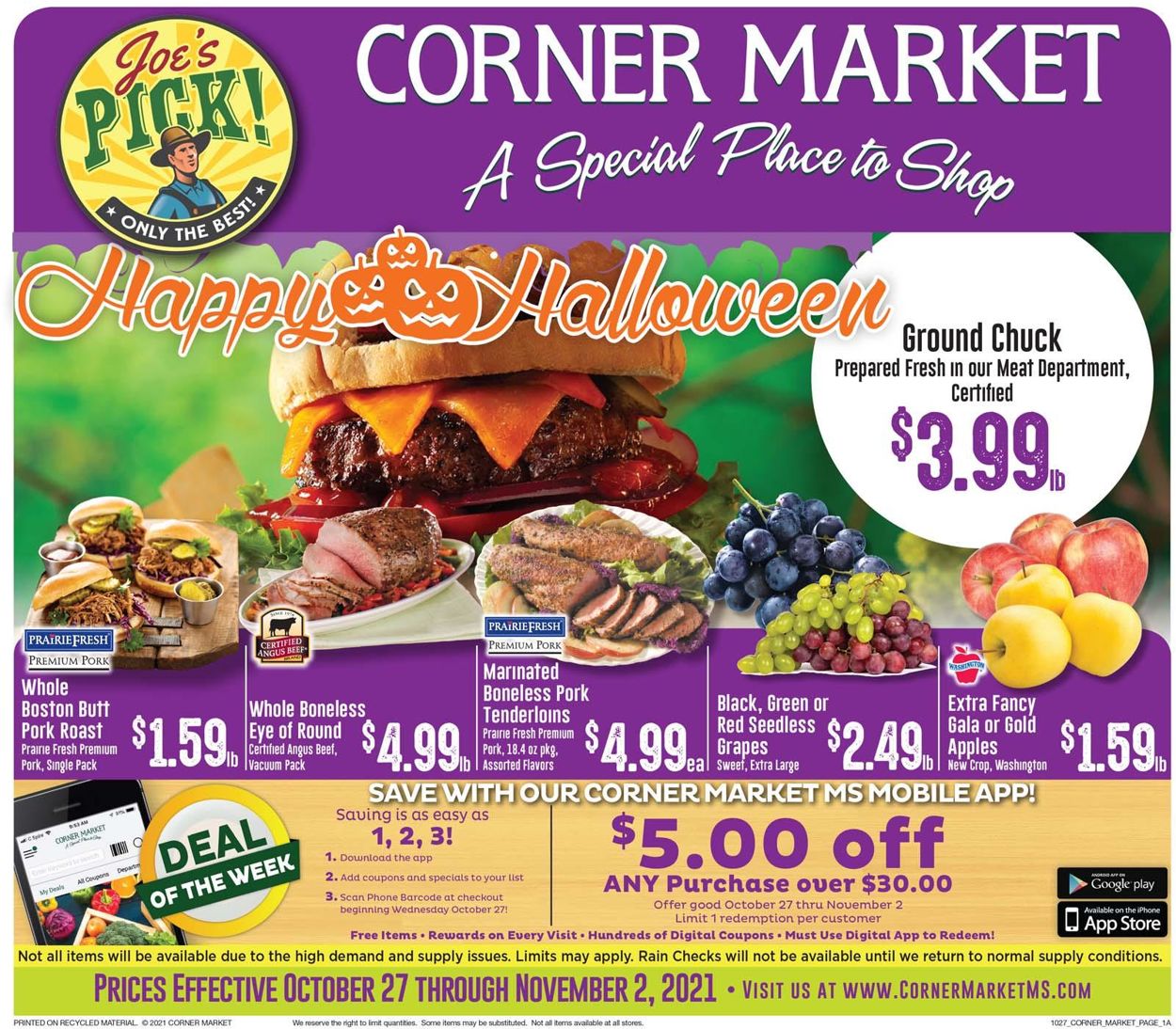 Corner Market Ad from 10/27/2021