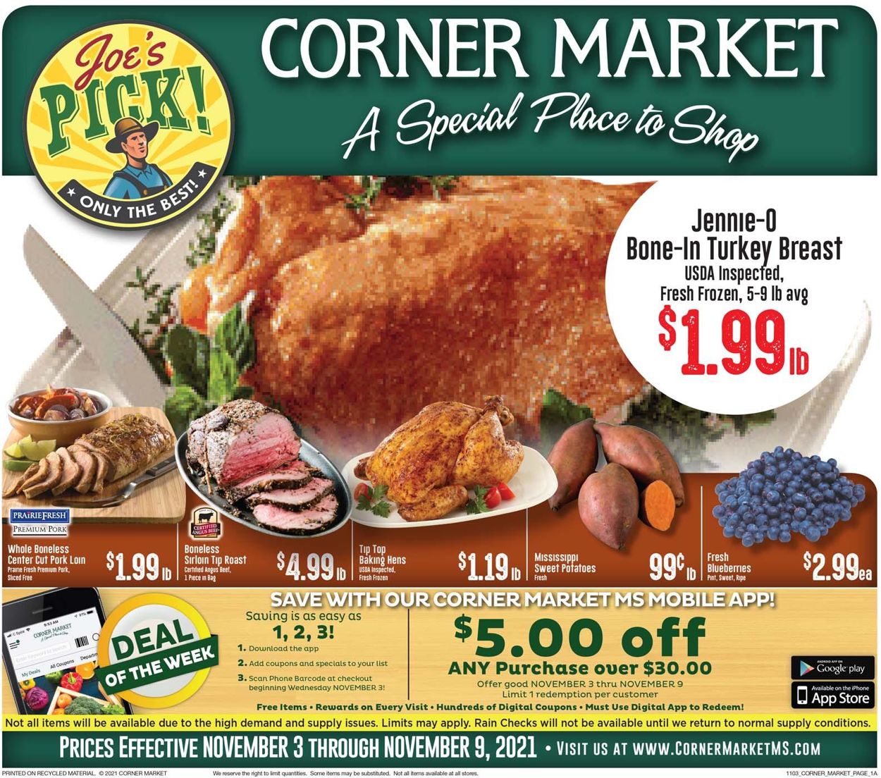 Corner Market Ad from 11/03/2021