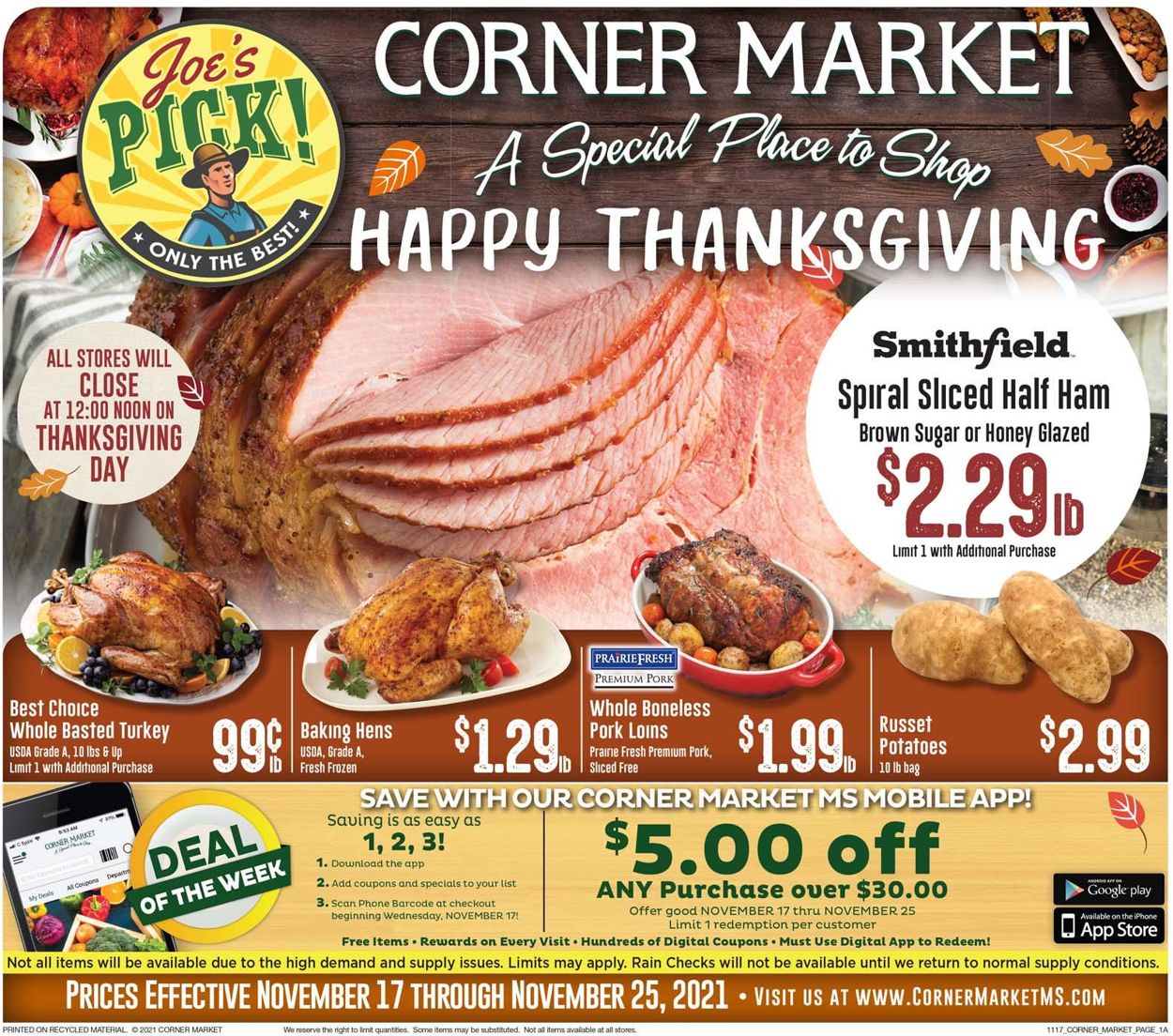 Corner Market Ad from 11/17/2021