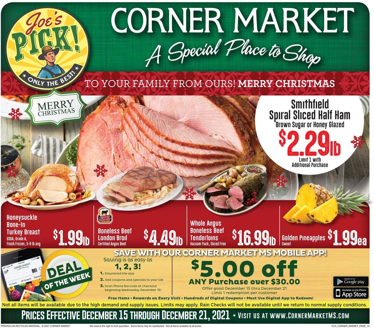 Corner Market Ad from 12/15/2021