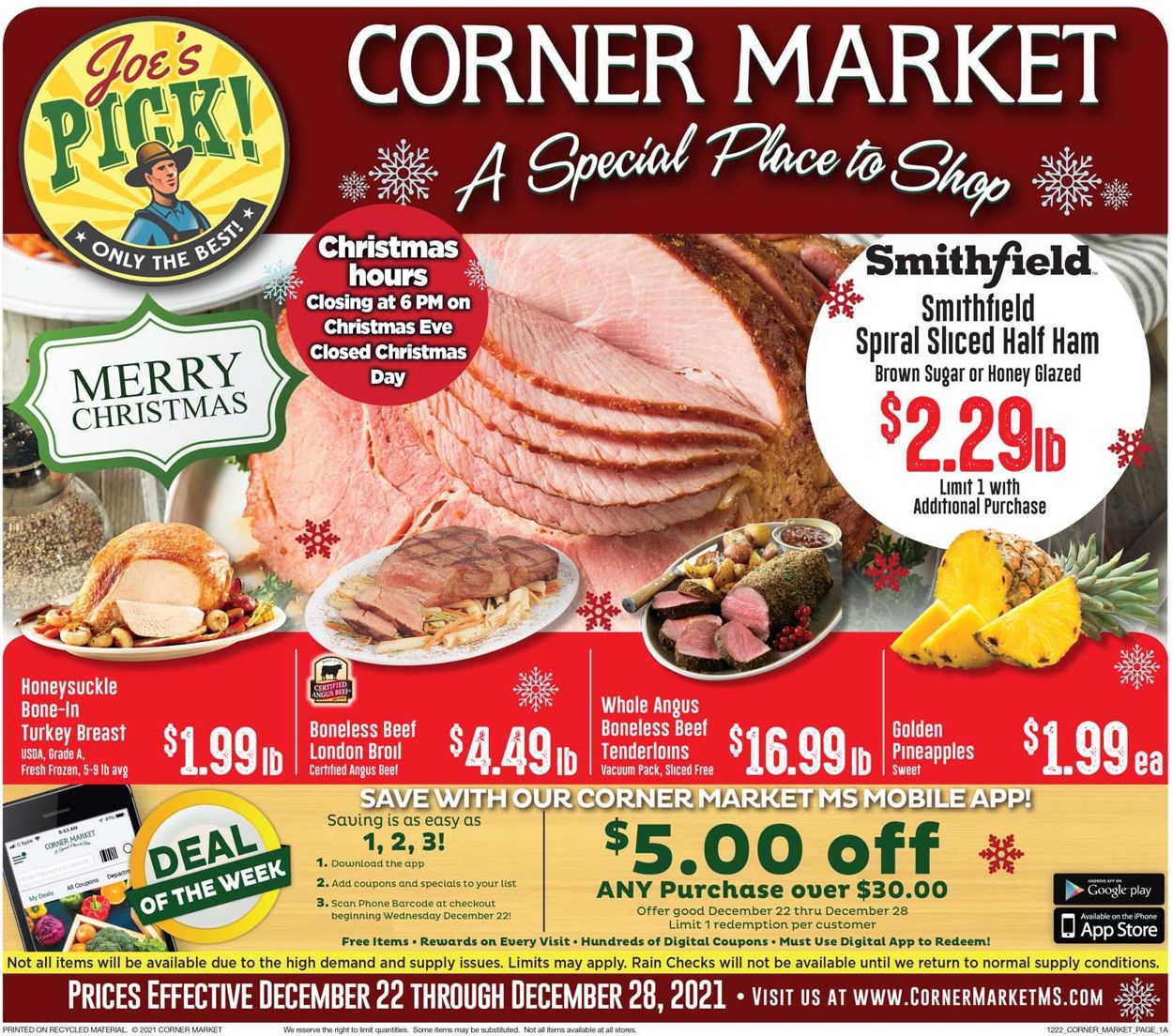 Corner Market Ad from 12/22/2021
