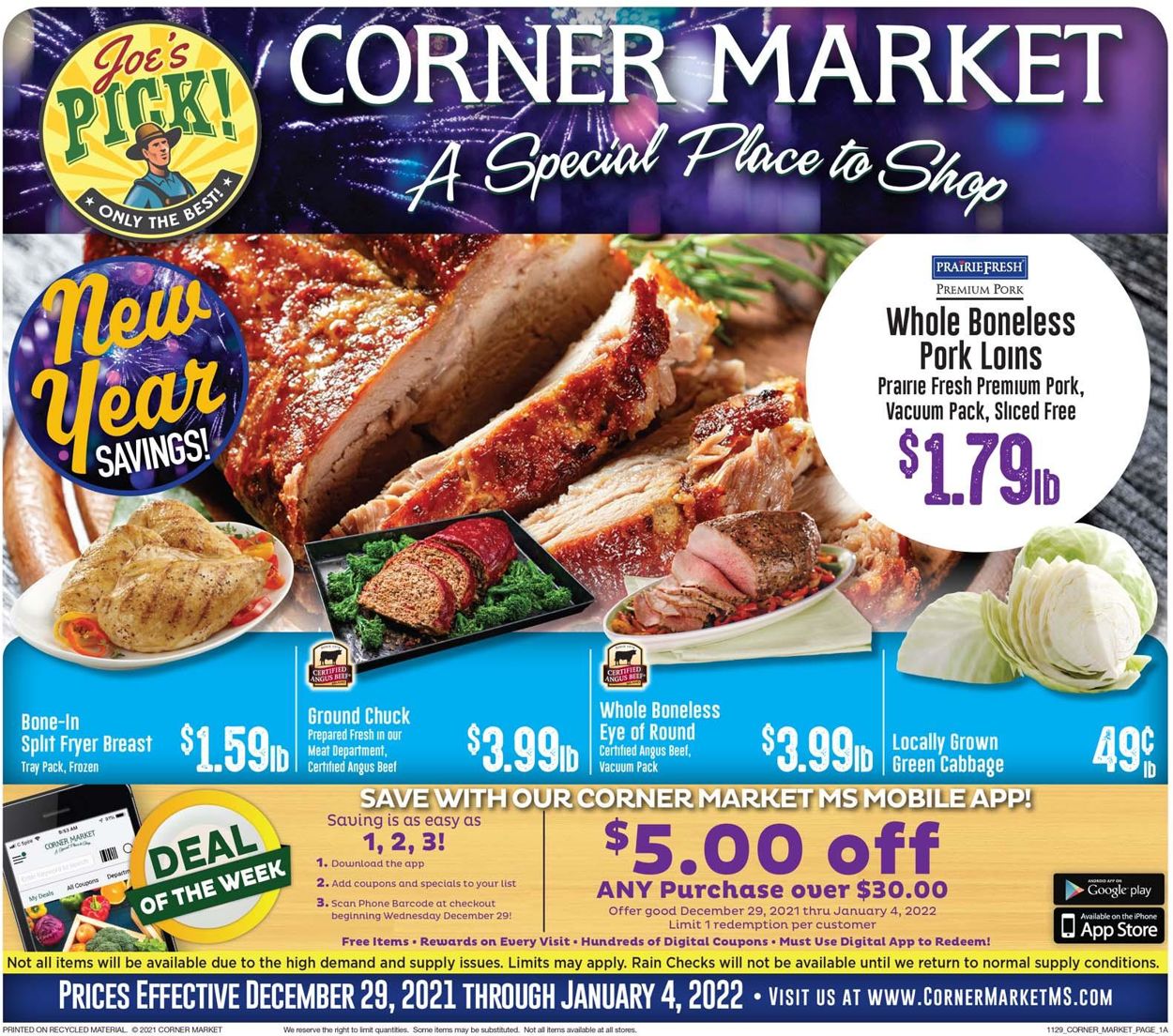 Corner Market Ad from 12/29/2021