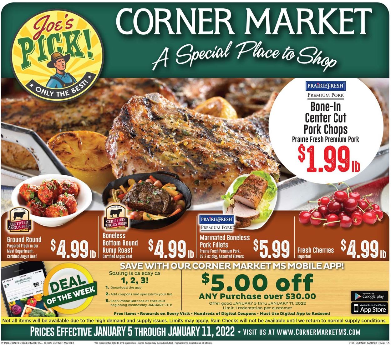 Corner Market Ad from 01/05/2022