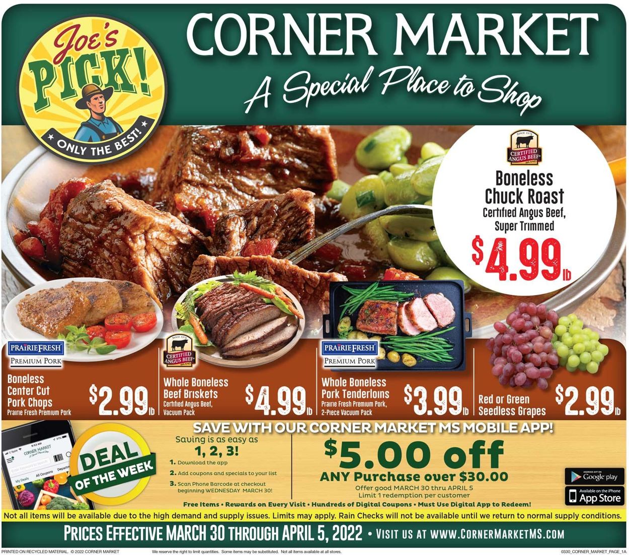 Corner Market Ad from 03/30/2022