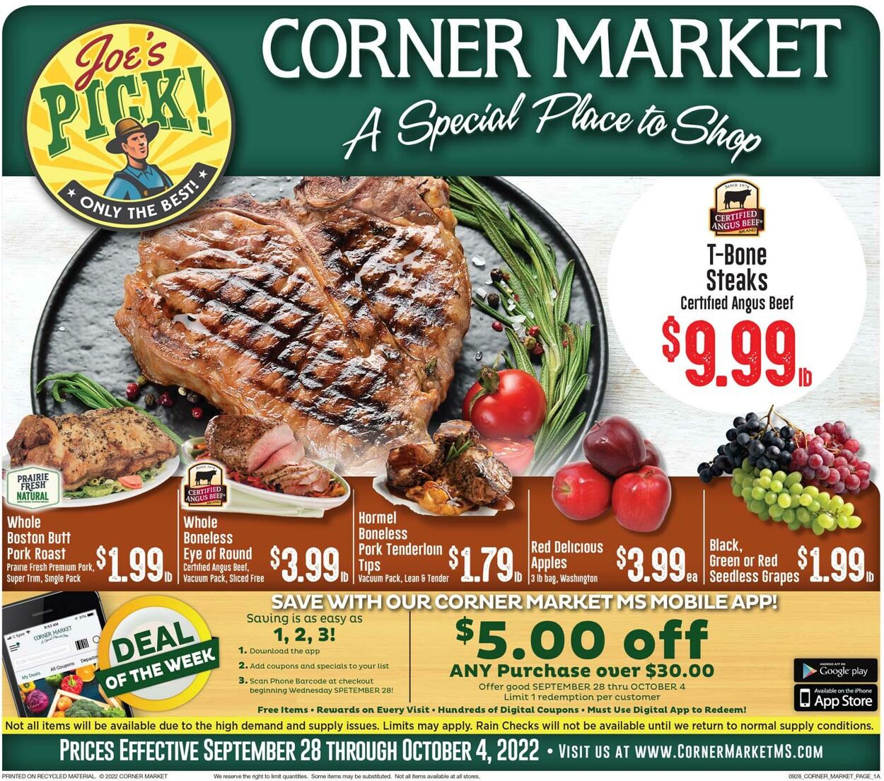 Corner Market Ad from 09/28/2022