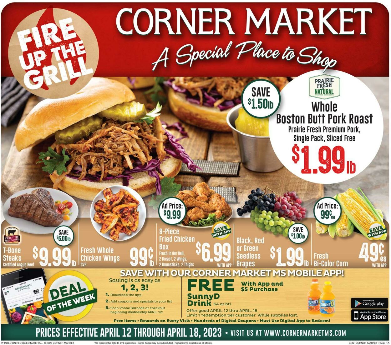 Corner Market Ad from 04/12/2023