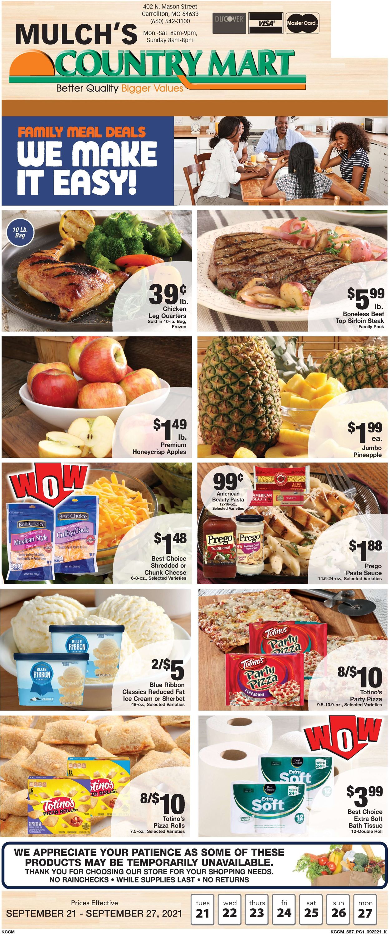 Country Mart Ad from 09/21/2021