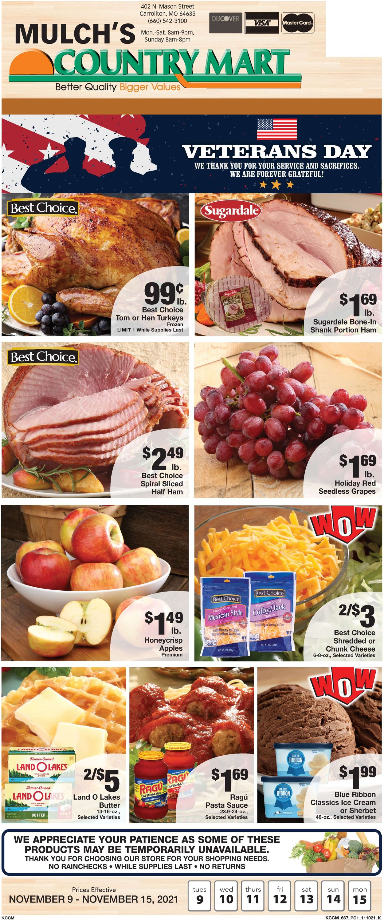 Country Mart Ad from 11/09/2021