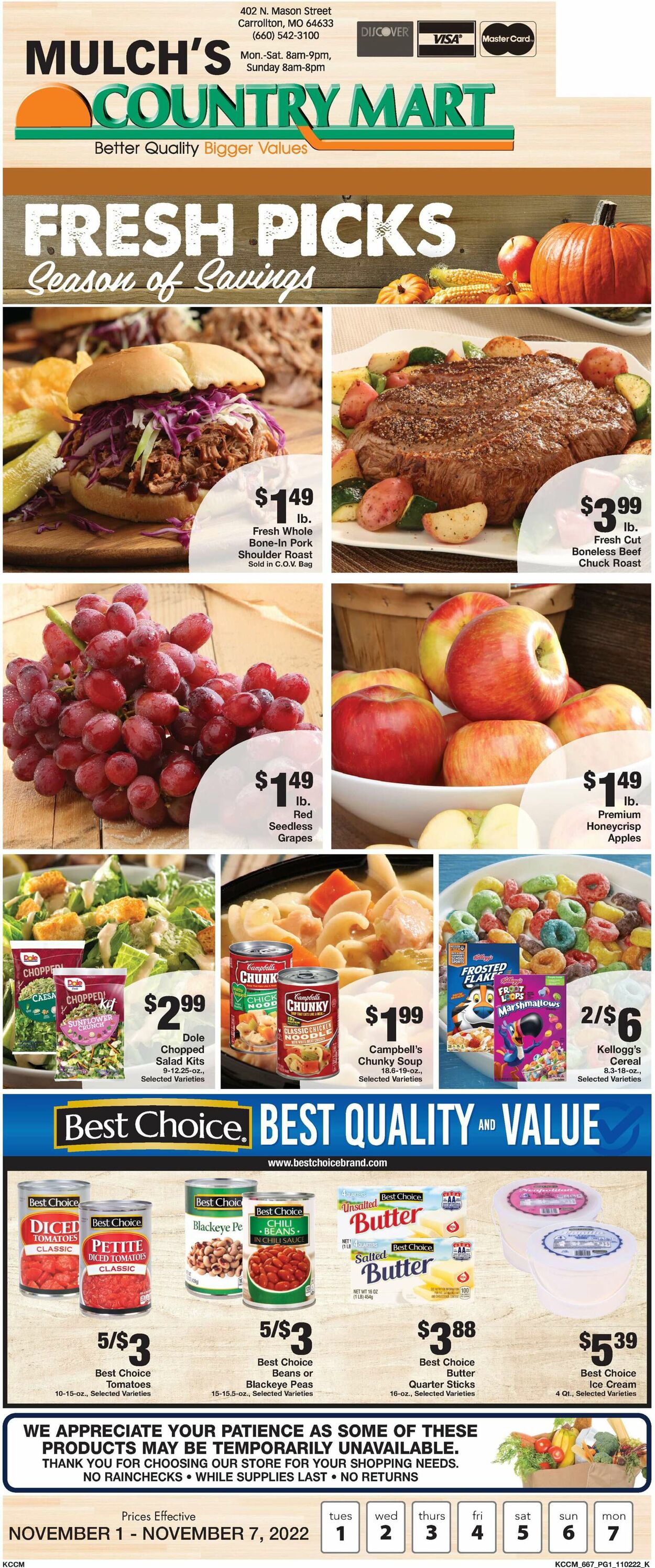 Country Mart Ad from 11/01/2022