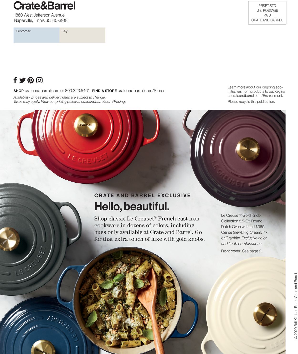 Crate & Barrel Ad from 09/30/2020