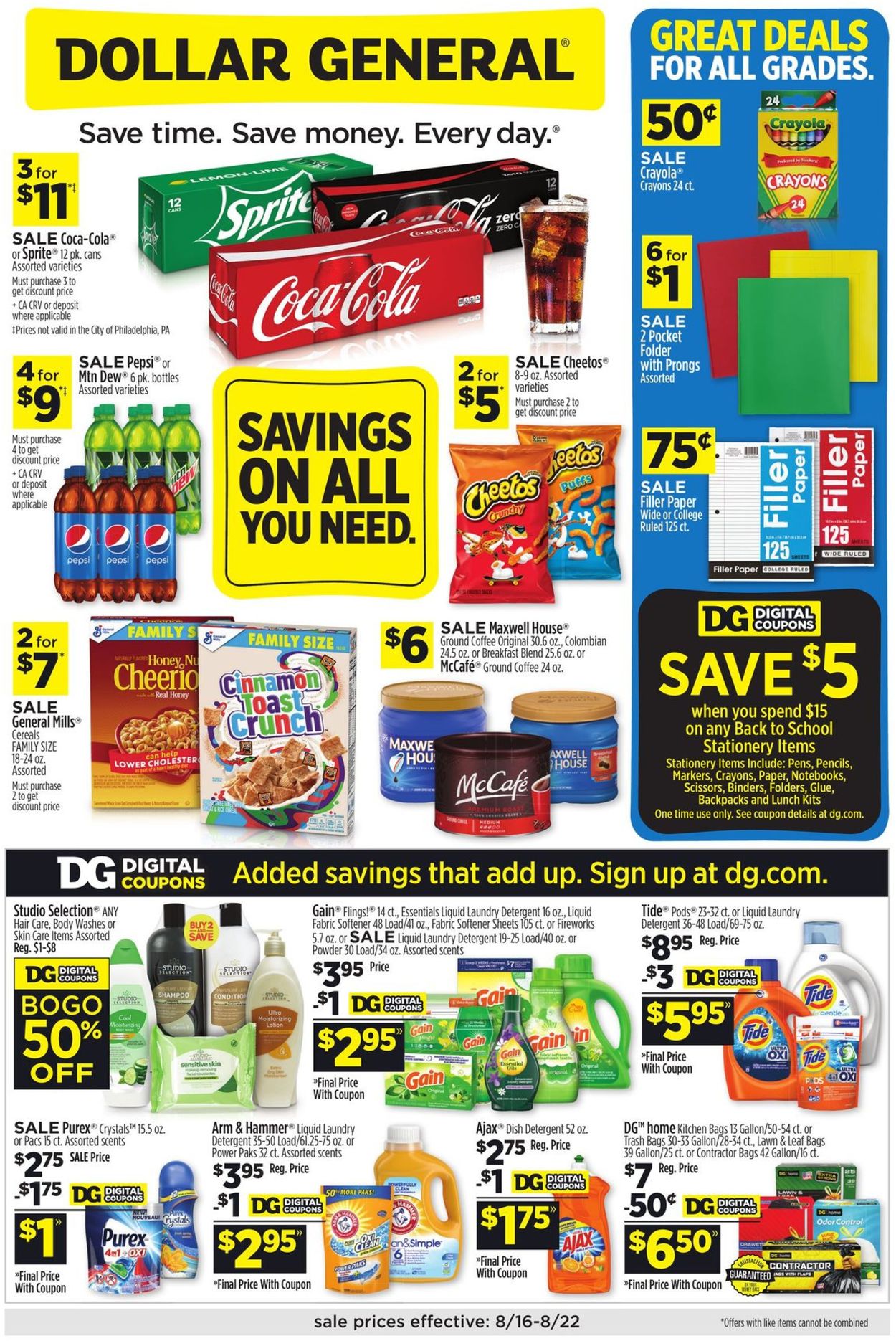 Dollar General Ad from 08/16/2020