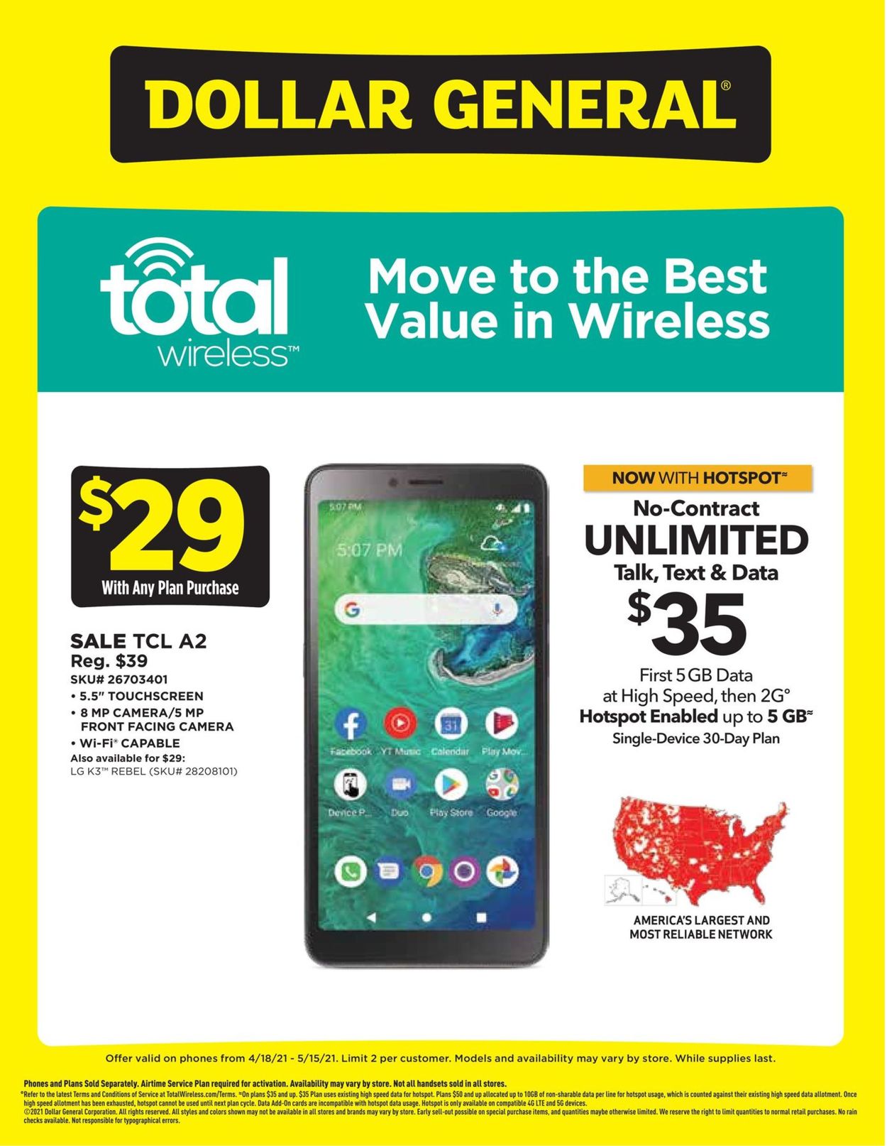 Dollar General Ad from 04/18/2021