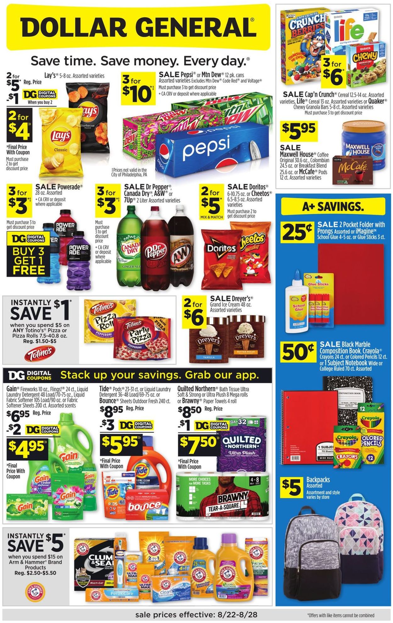 Dollar General Ad from 08/22/2021