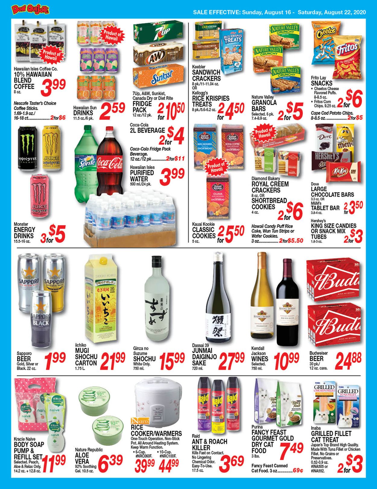 Don Quijote Hawaii Ad from 08/16/2020