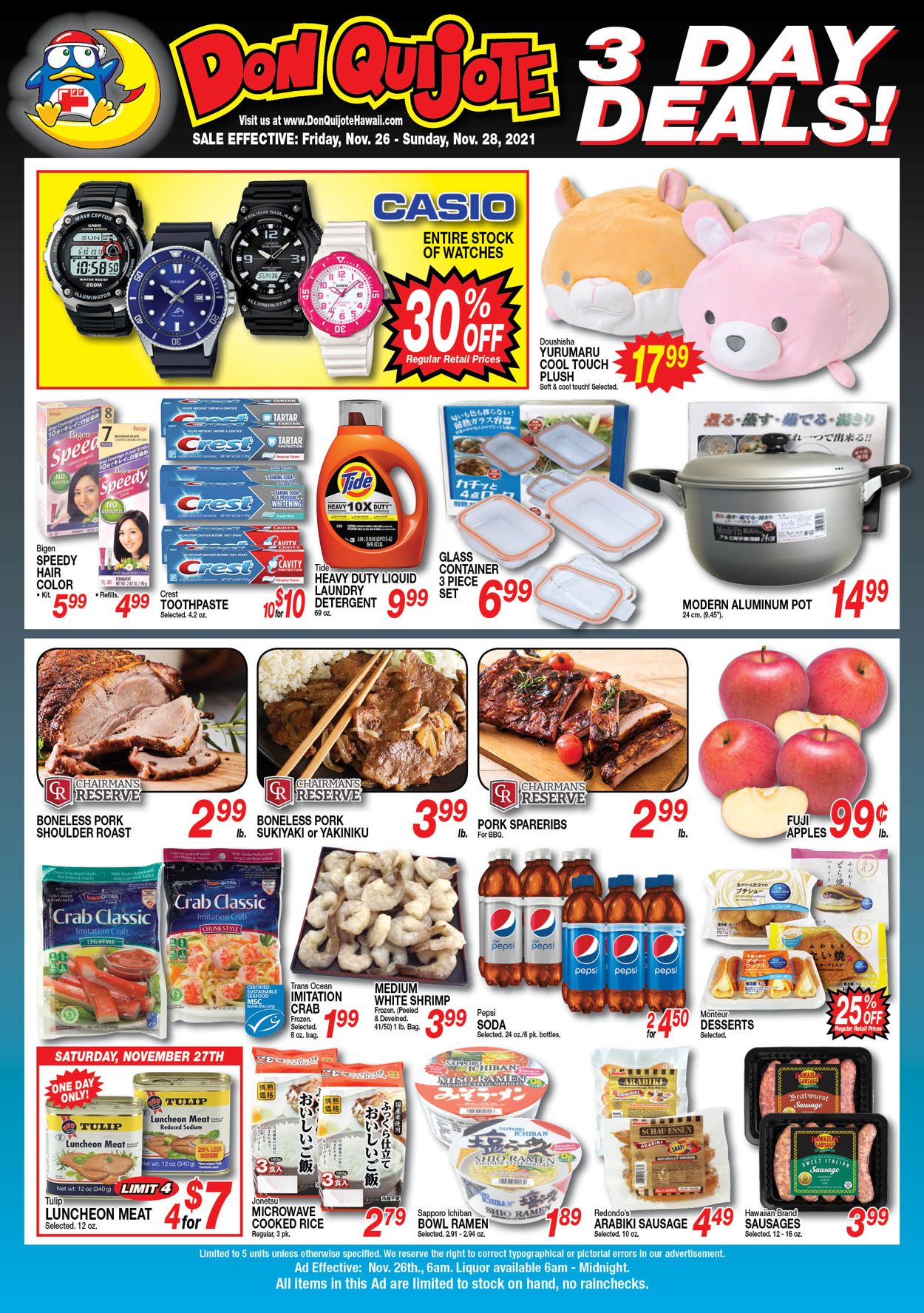 Don Quijote Hawaii Ad from 11/26/2021