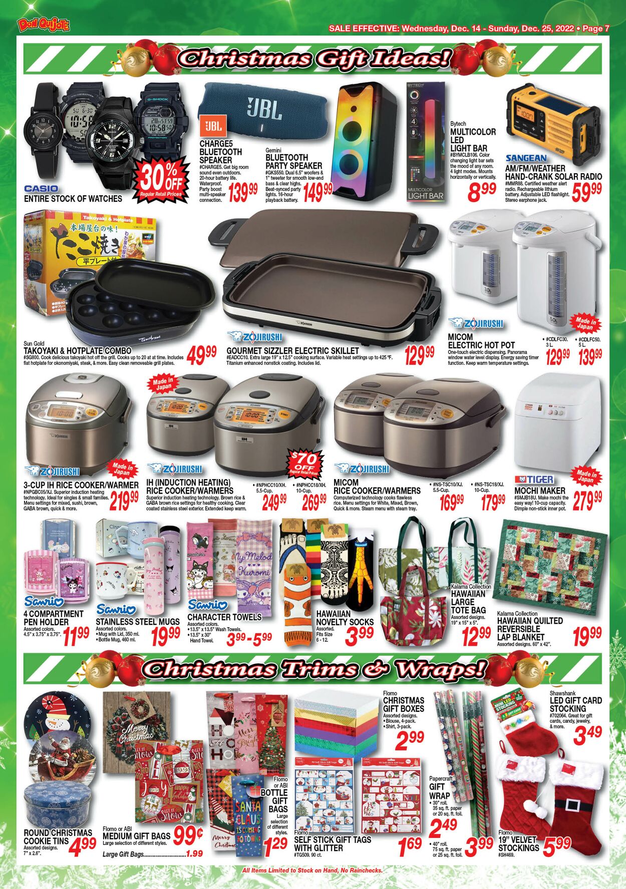 Don Quijote Hawaii Ad from 12/14/2022