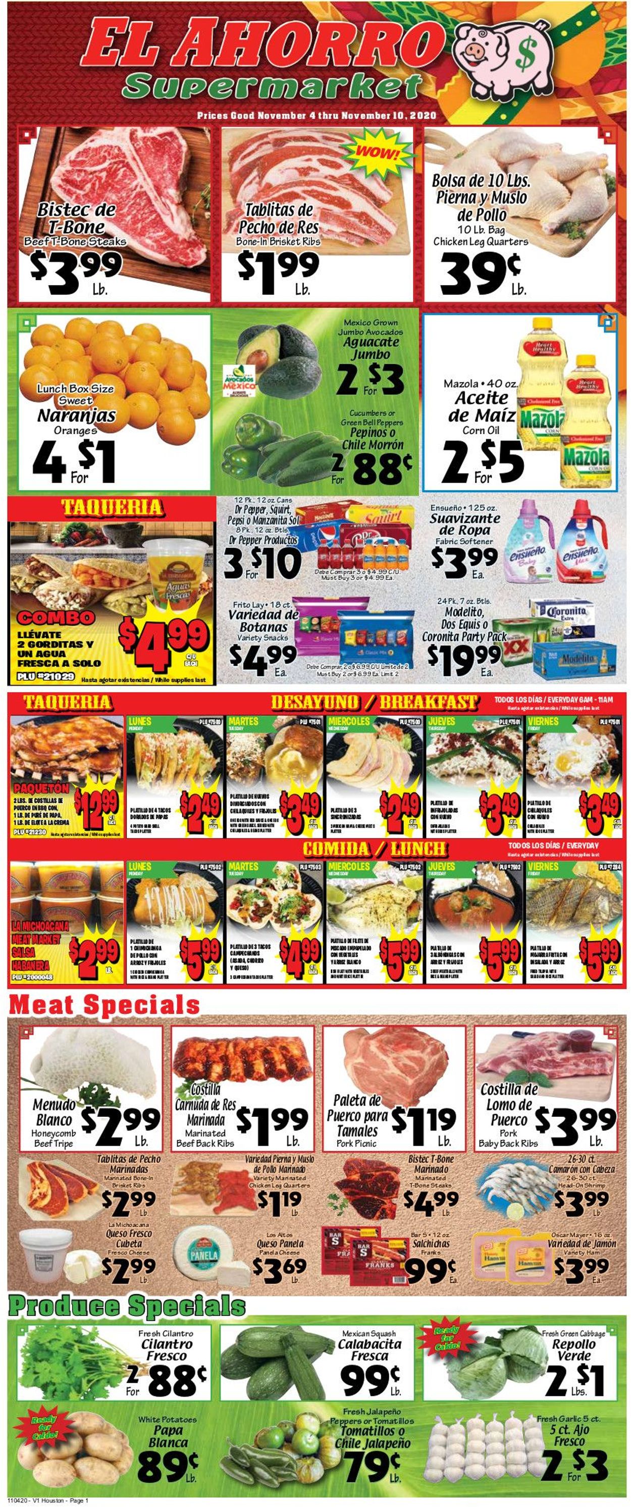 El Ahorro Supermarket Ad from 11/04/2020