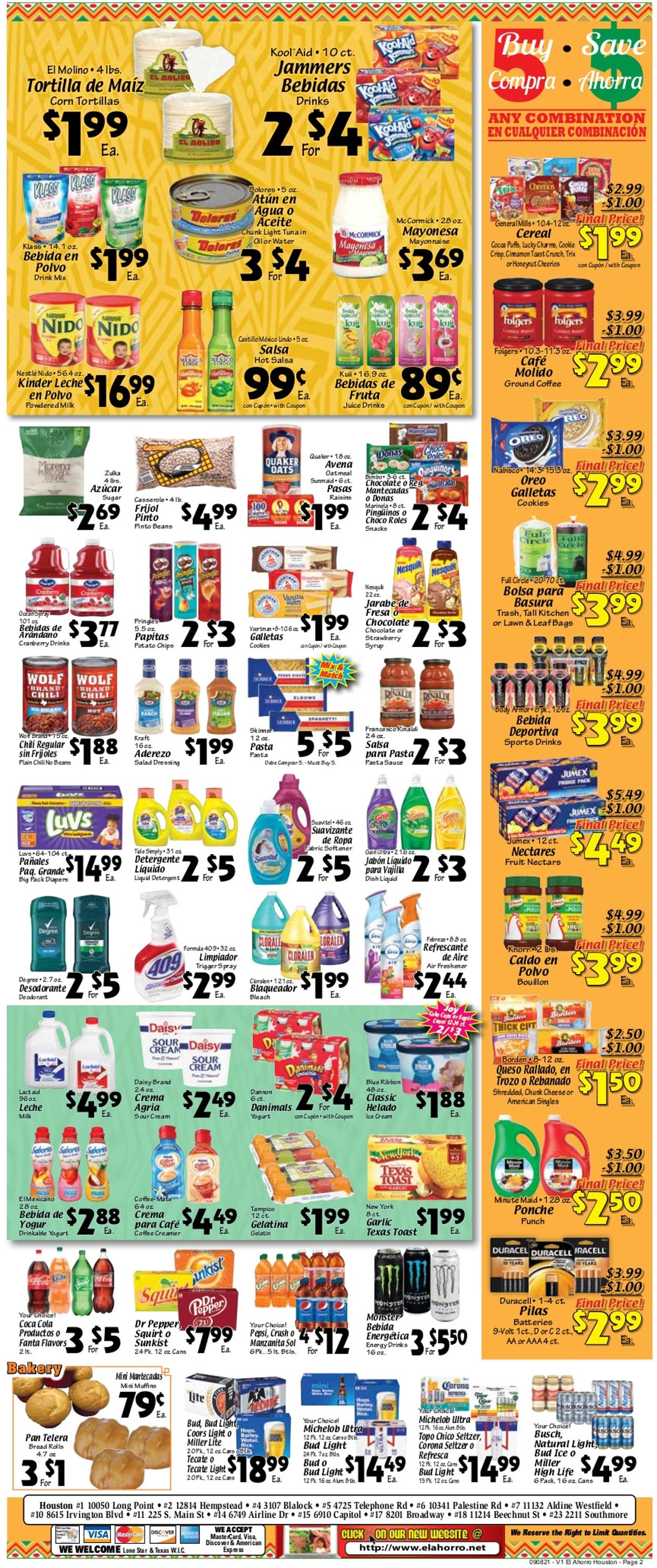 El Ahorro Supermarket Ad from 09/08/2021
