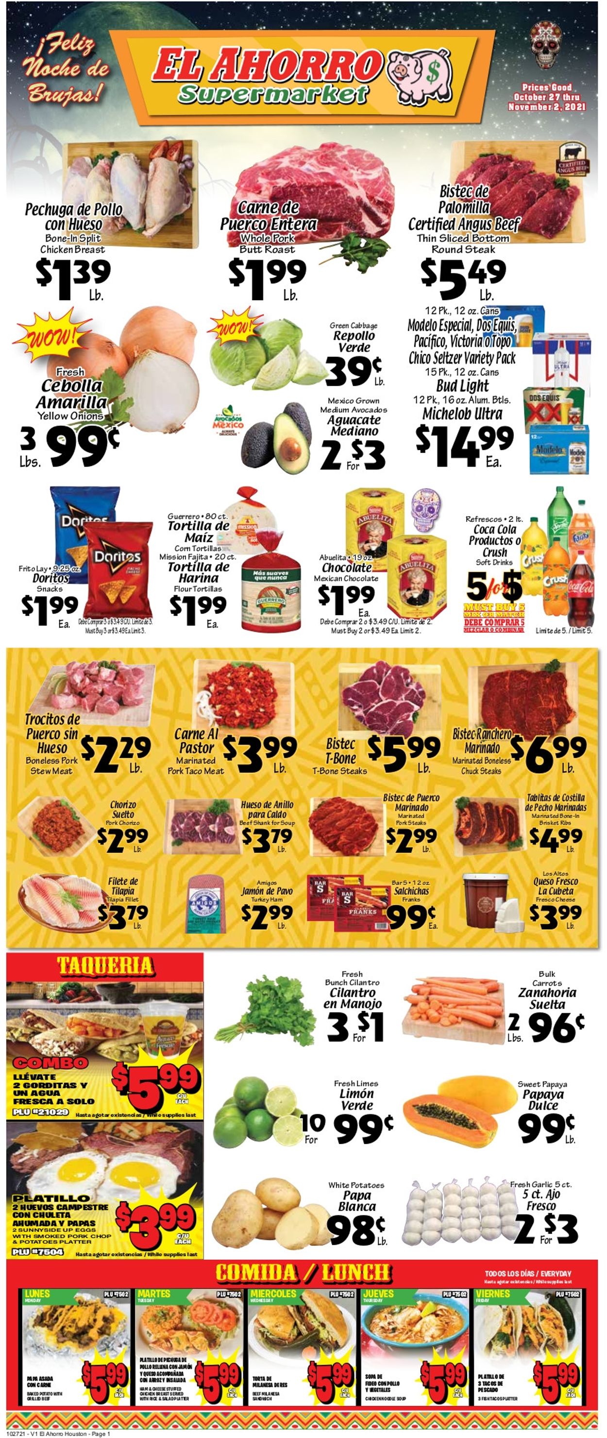El Ahorro Supermarket Ad from 10/27/2021