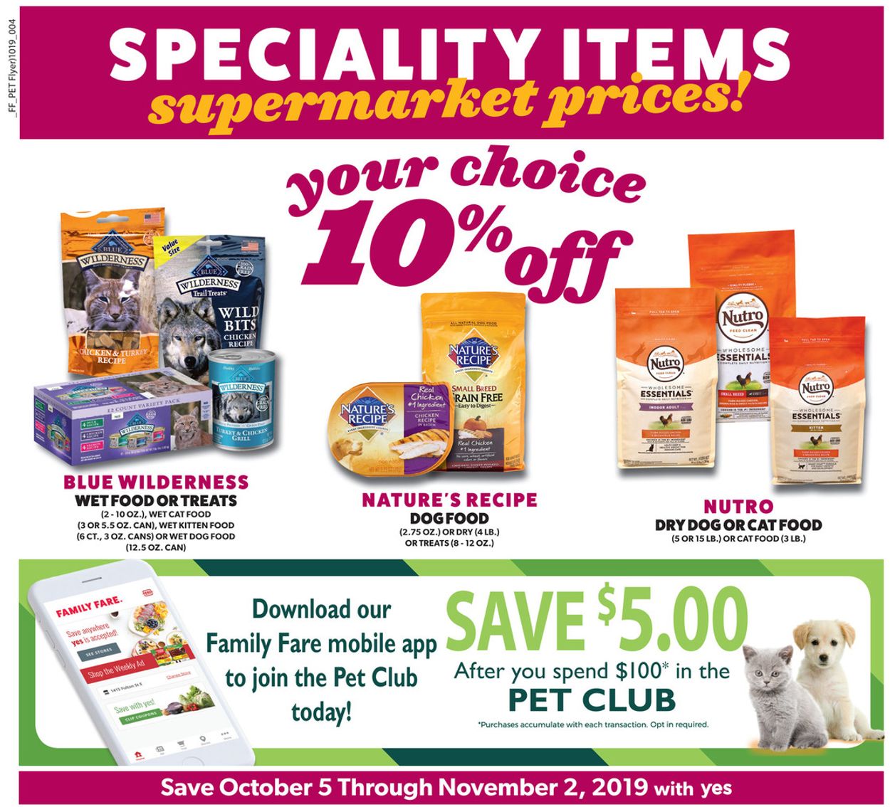 Family Fare Ad from 10/05/2019