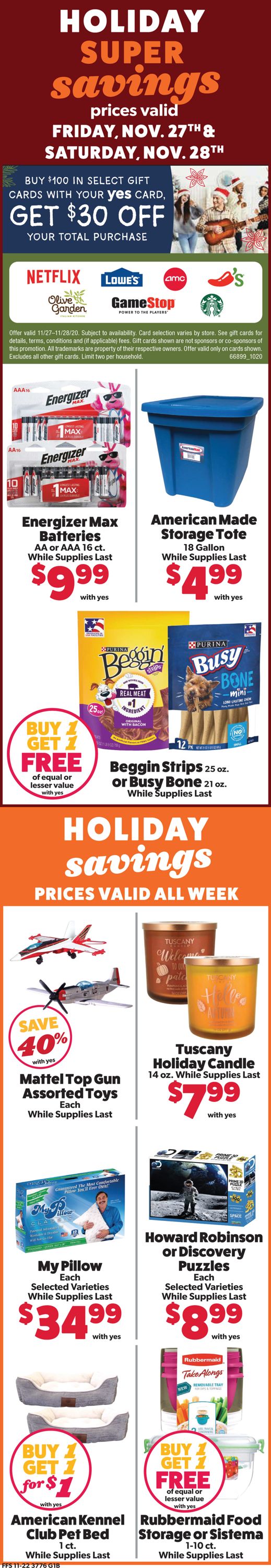Family Fare Ad from 11/27/2020